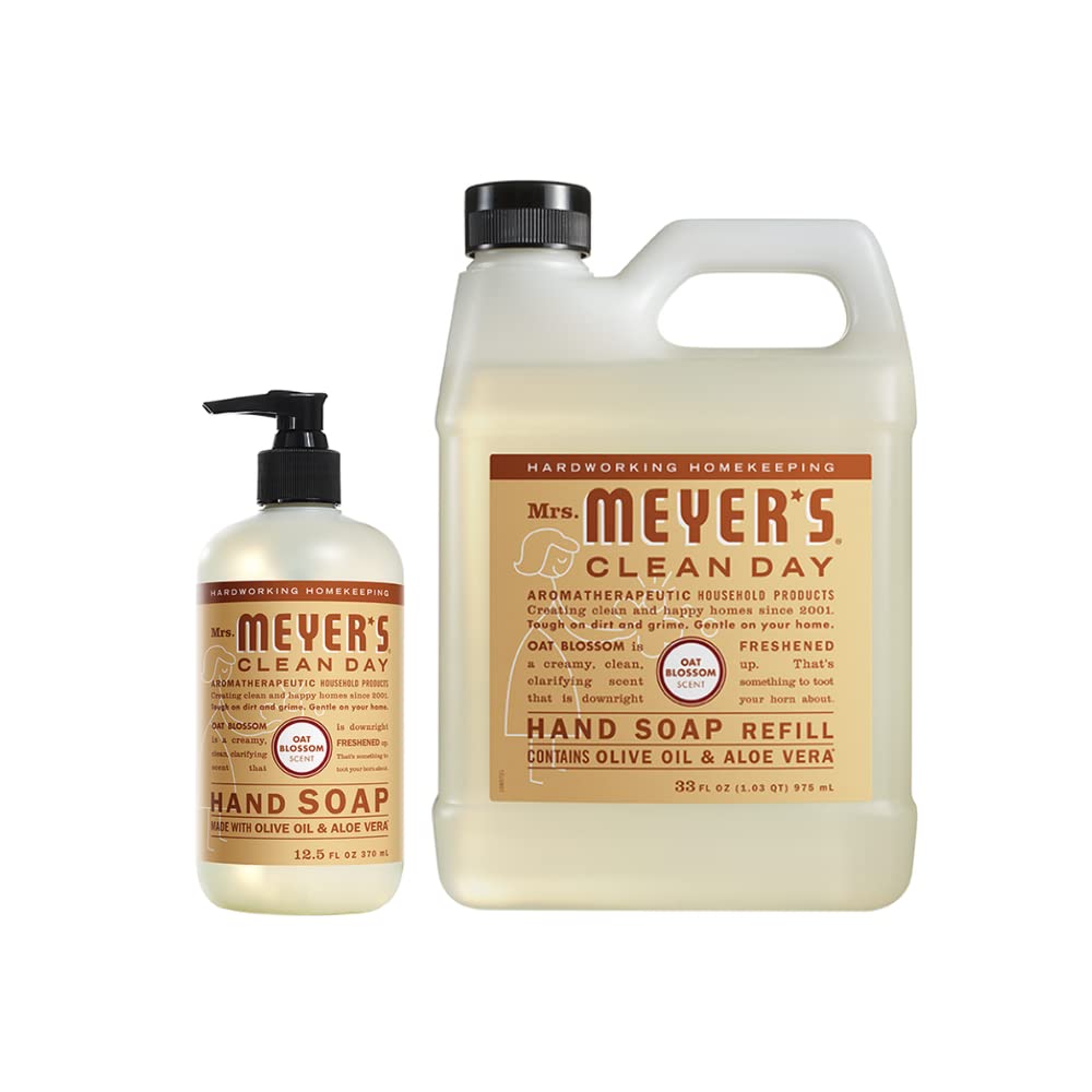 MRS. MEYER'S CLEAN DAY Hand Soap, Made with Essential Oils, Biodegradable Formula, Honeysuckle, 12.5 fl. oz - Pack of 3