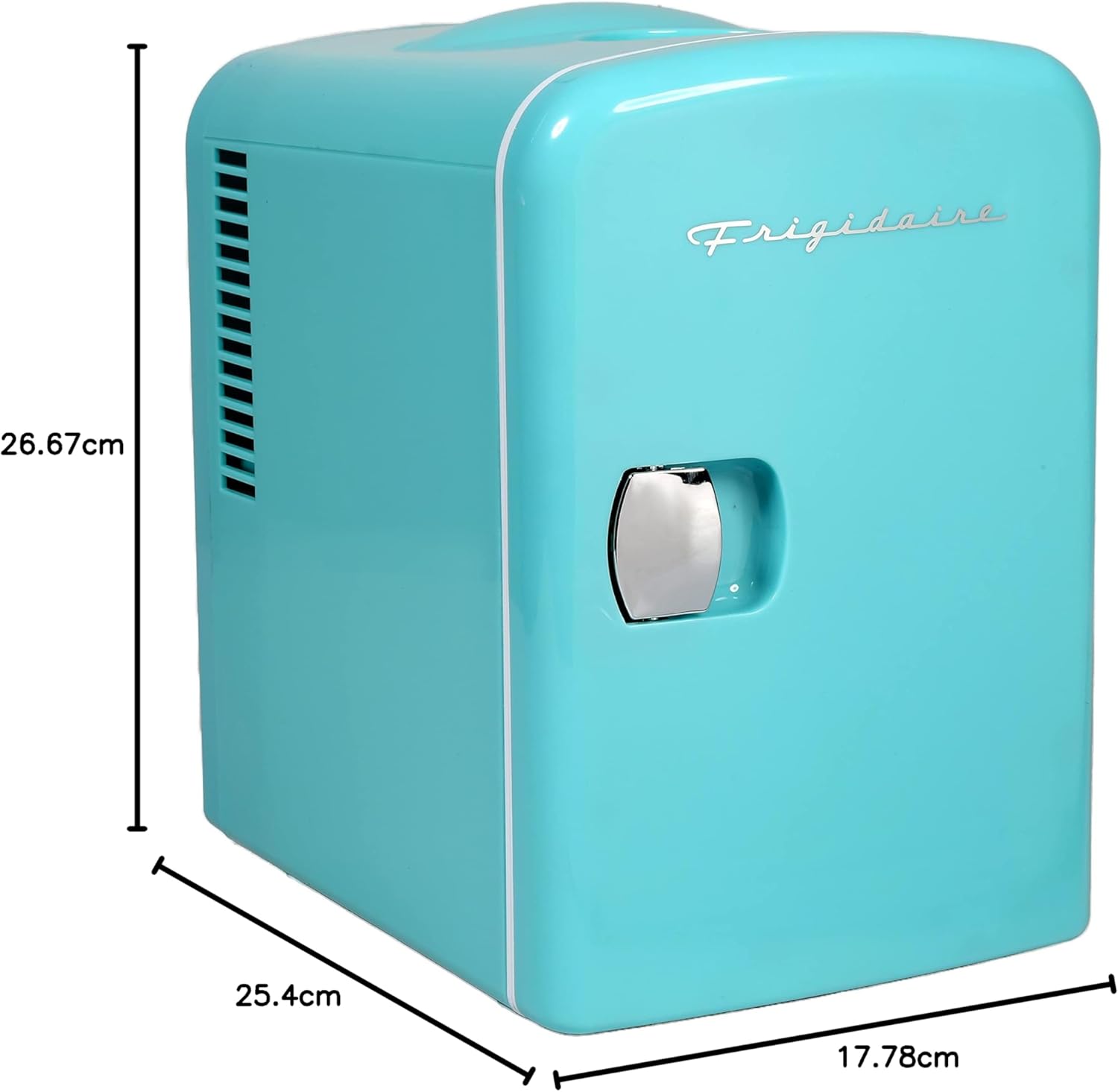 Frigidaire Mini Portable Compact Personal Fridge Cooler, 4 Liter Capacity Chills Six 12 oz Cans, 100% Freon-Free & Eco Friendly, Includes Plugs for Home Outlet & 12V Car Charger – Black