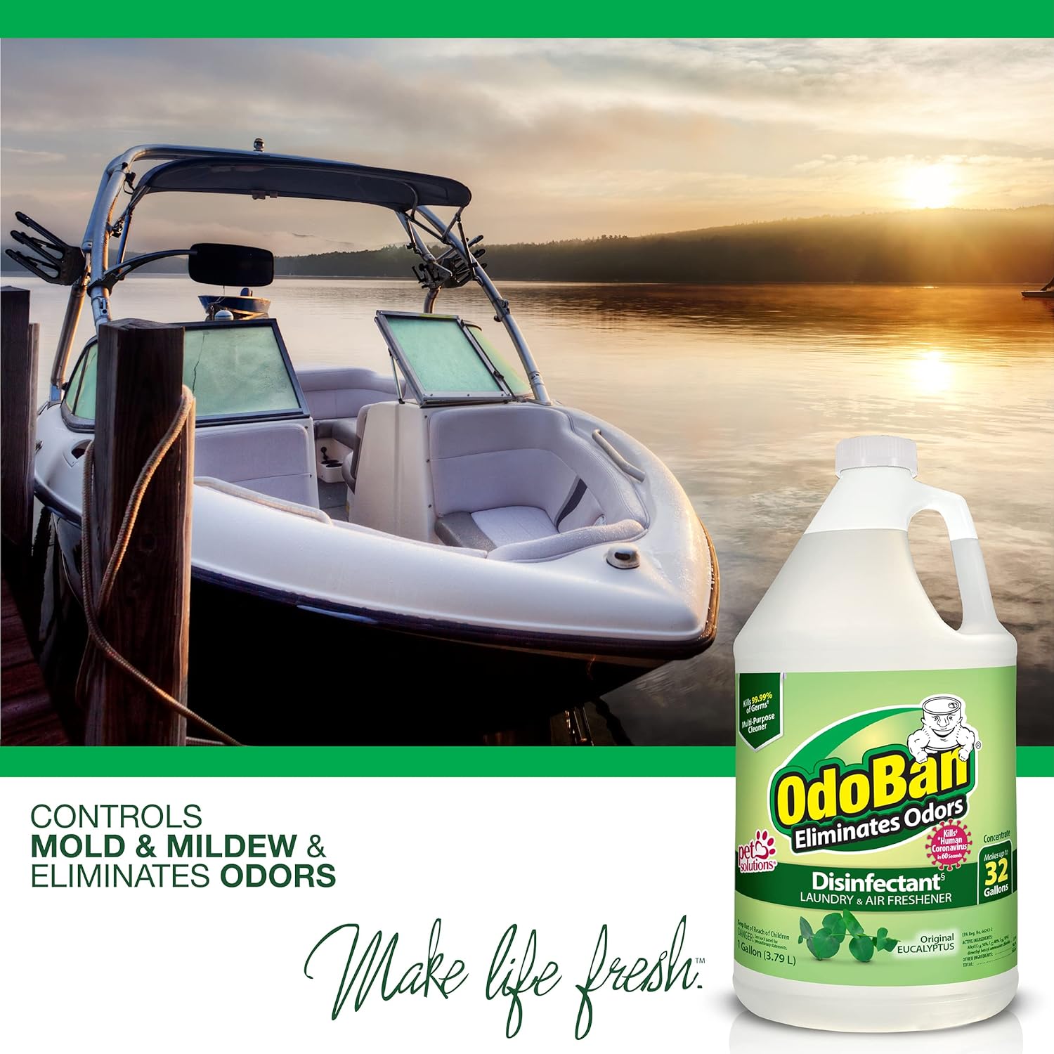 OdoBan Disinfectant Concentrate and Odor Eliminator, 2 Gallons, Cotton Breeze Scent