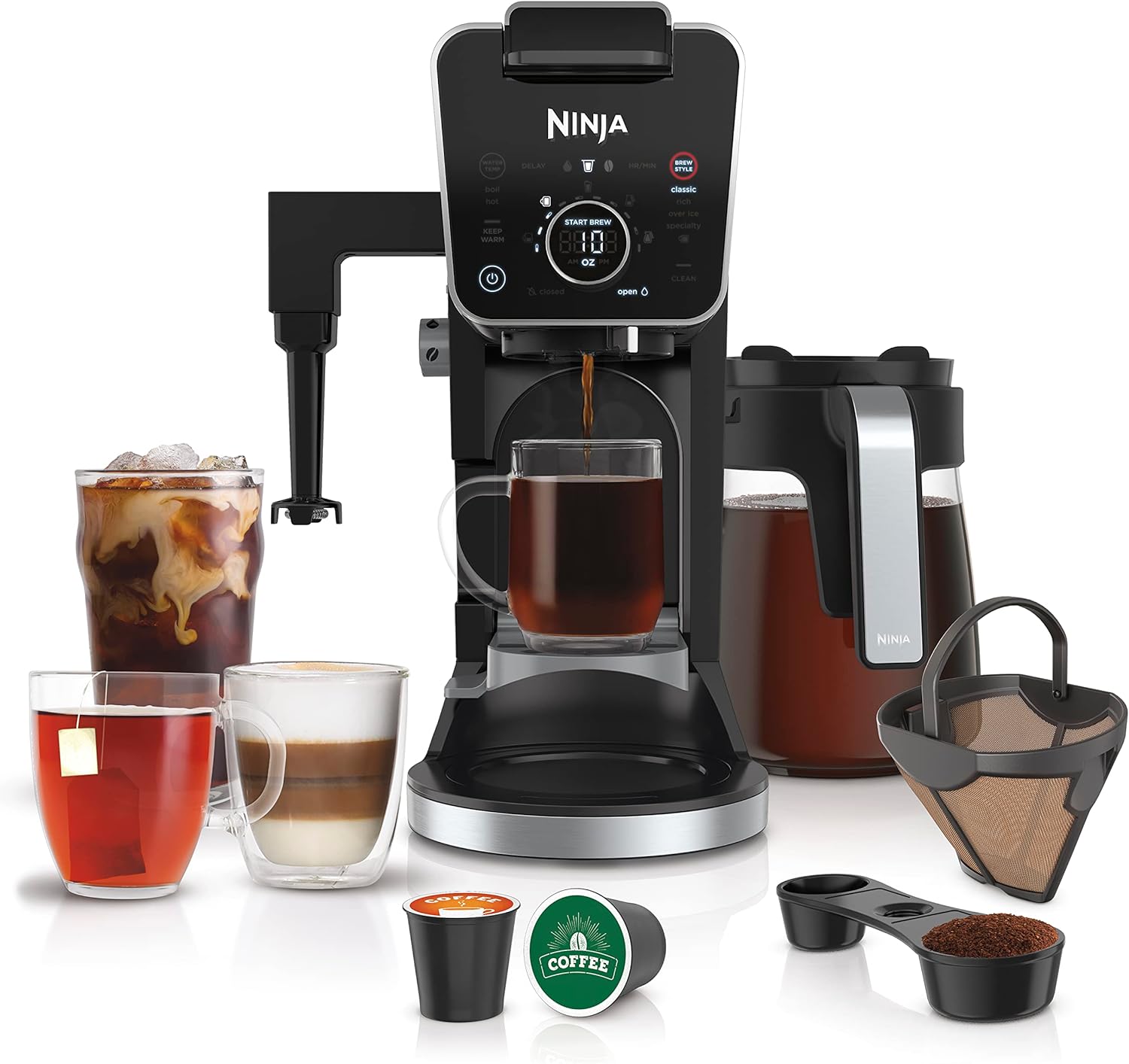 Ninja Drip Coffee Maker With K Cup Combo, DualBrew Pro Specialty Coffee System, Coffee Machine Compatible with K-Cup Pods, 12 Cup Single Serve Coffee Makers with Paper Filter, CFP301