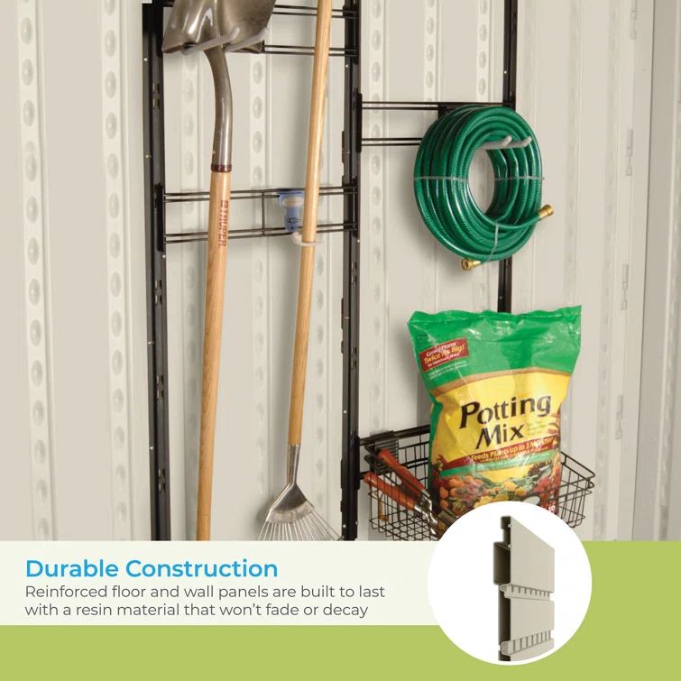 Suncast Outdoor Vanilla 8 ft. W x 10 ft. D Resin Storage Shed