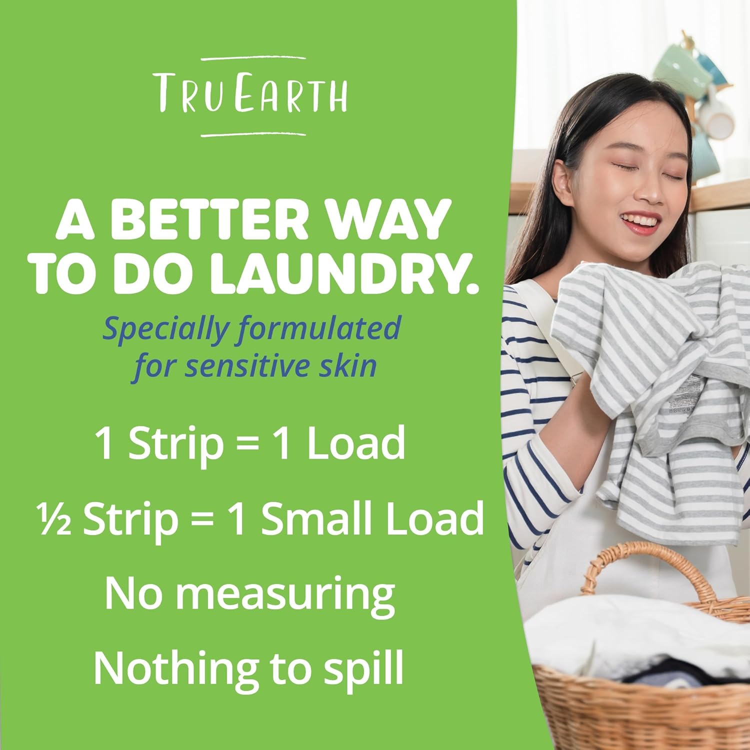 Tru Earth Compact Dry Laundry Detergent Sheets - Up to 64 Loads (32 Sheets) - Paraben-Free - Original Eco-Strip Liquidless Laundry Detergent, Travel Laundry Sheets - Fresh Linen