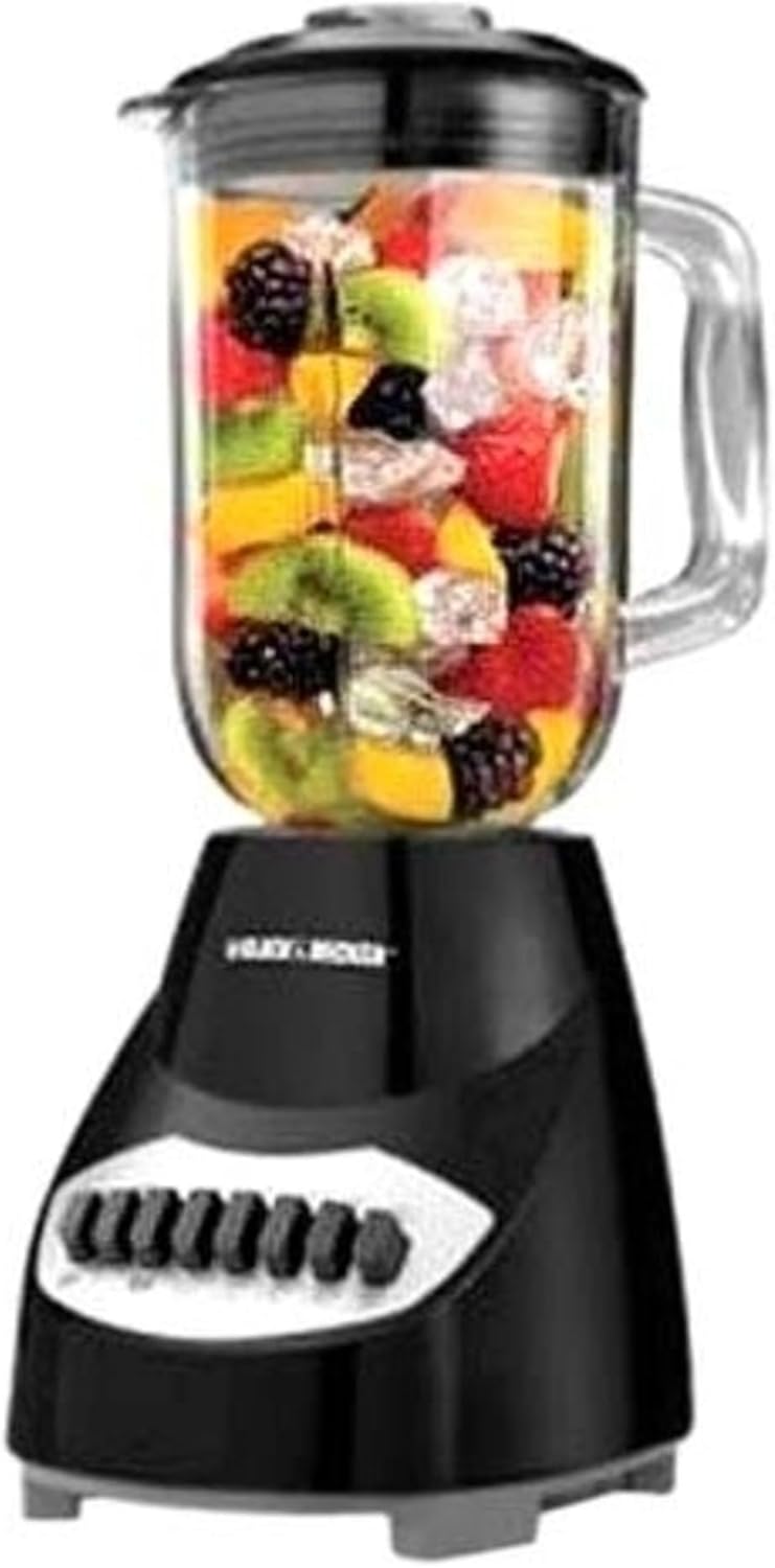 BLACK+DECKER 10-Speed Countertop Blender, BL2010BP, 6-Cup Plastic Jar, Dishwasher-Safe, Stainless Steel, Suction Feet