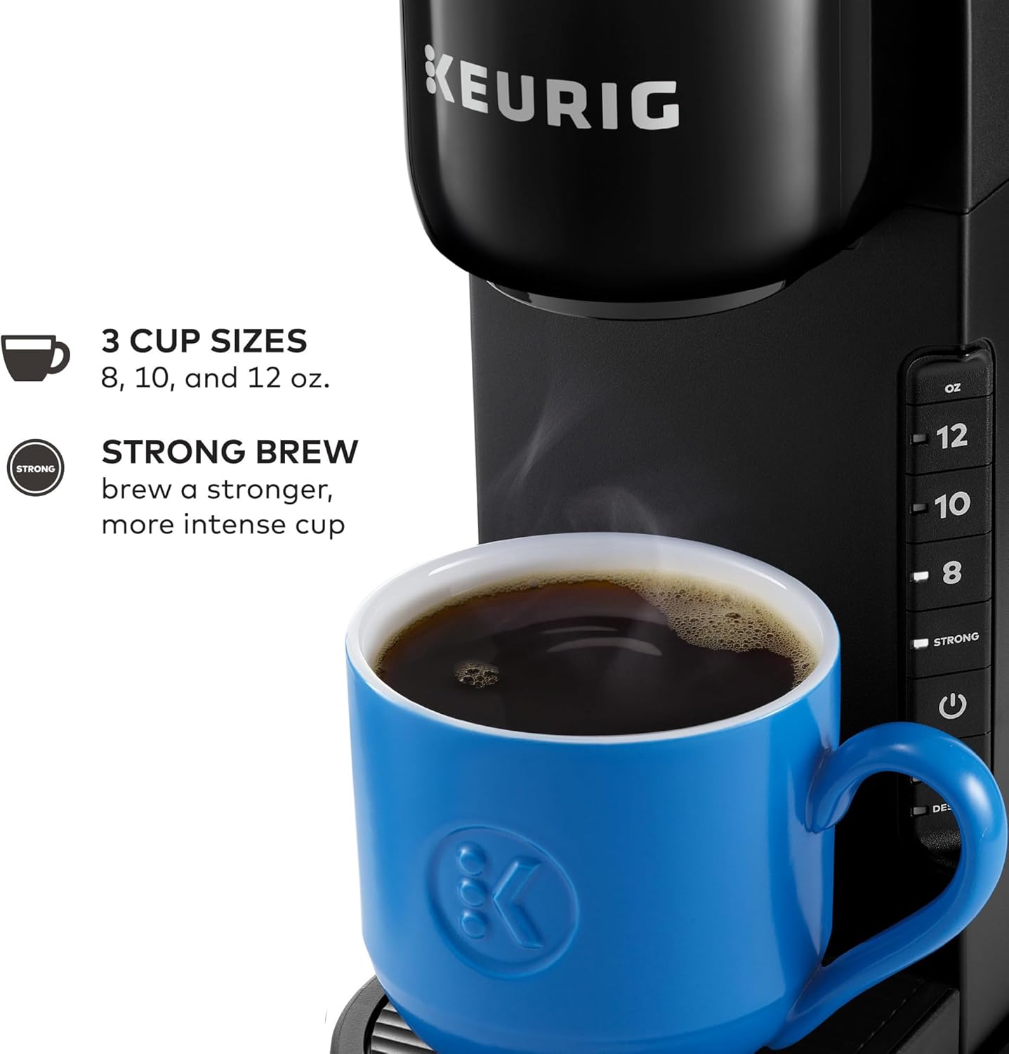 Keurig K-Express Single Serve K-Cup Pod Coffee Maker, 3 Brew Sizes, Strong Button Feature, 42oz Removable Reservoir, Black