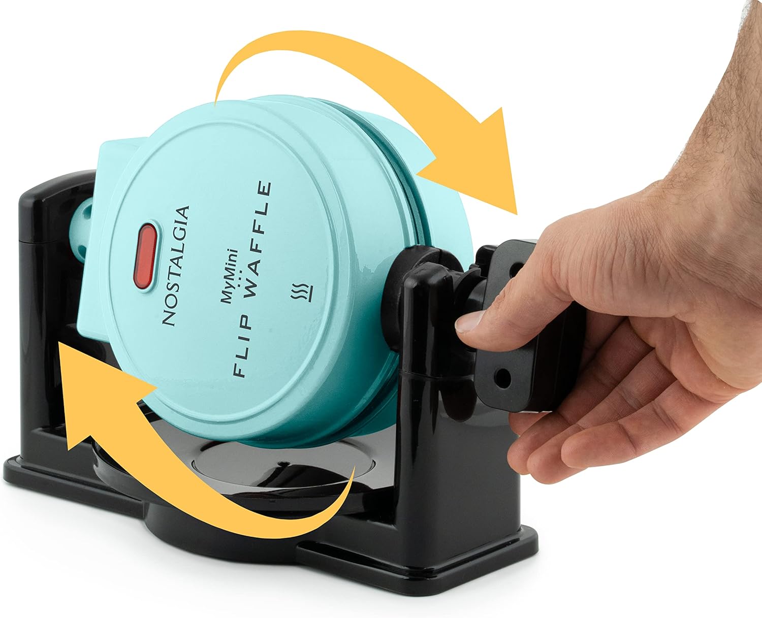 Nostalgia MyMini Cars and Trucks Shape Electric Waffle Maker, 5-Inch Non-Stick Griddle for Waffles, Hash Browns, Eggs, and More, Yellow