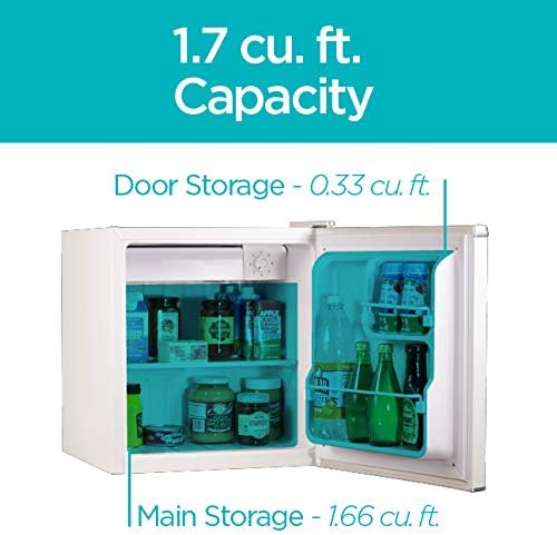 BLACK+DECKER BCRK17B Compact Refrigerator Energy Star Single Door Mini Fridge with Freezer, 1.7 Cubic Feet, Black