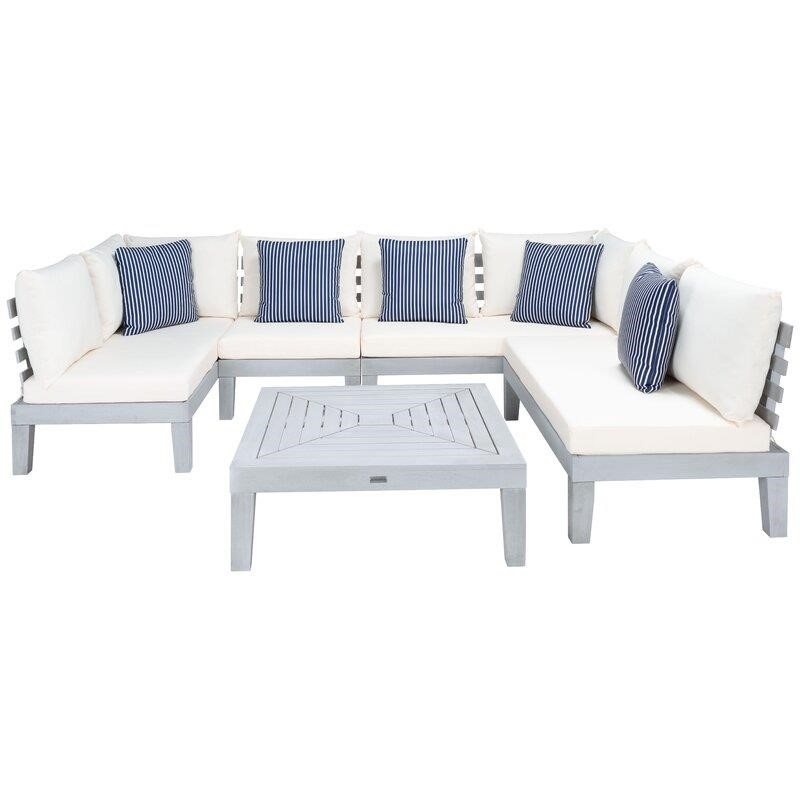 Greta Solid Wood 5 - Person Seating Group with Cushions