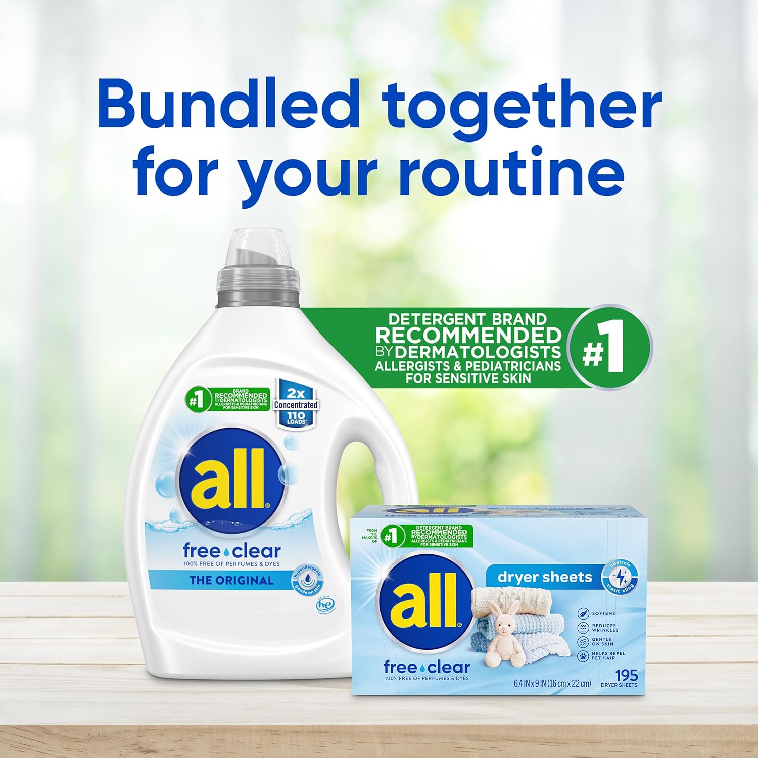 all Liquid Laundry Detergent, Free Clear for Sensitive Skin, Unscented and Hypoallergenic, 2X Concentrated, 110 Loads