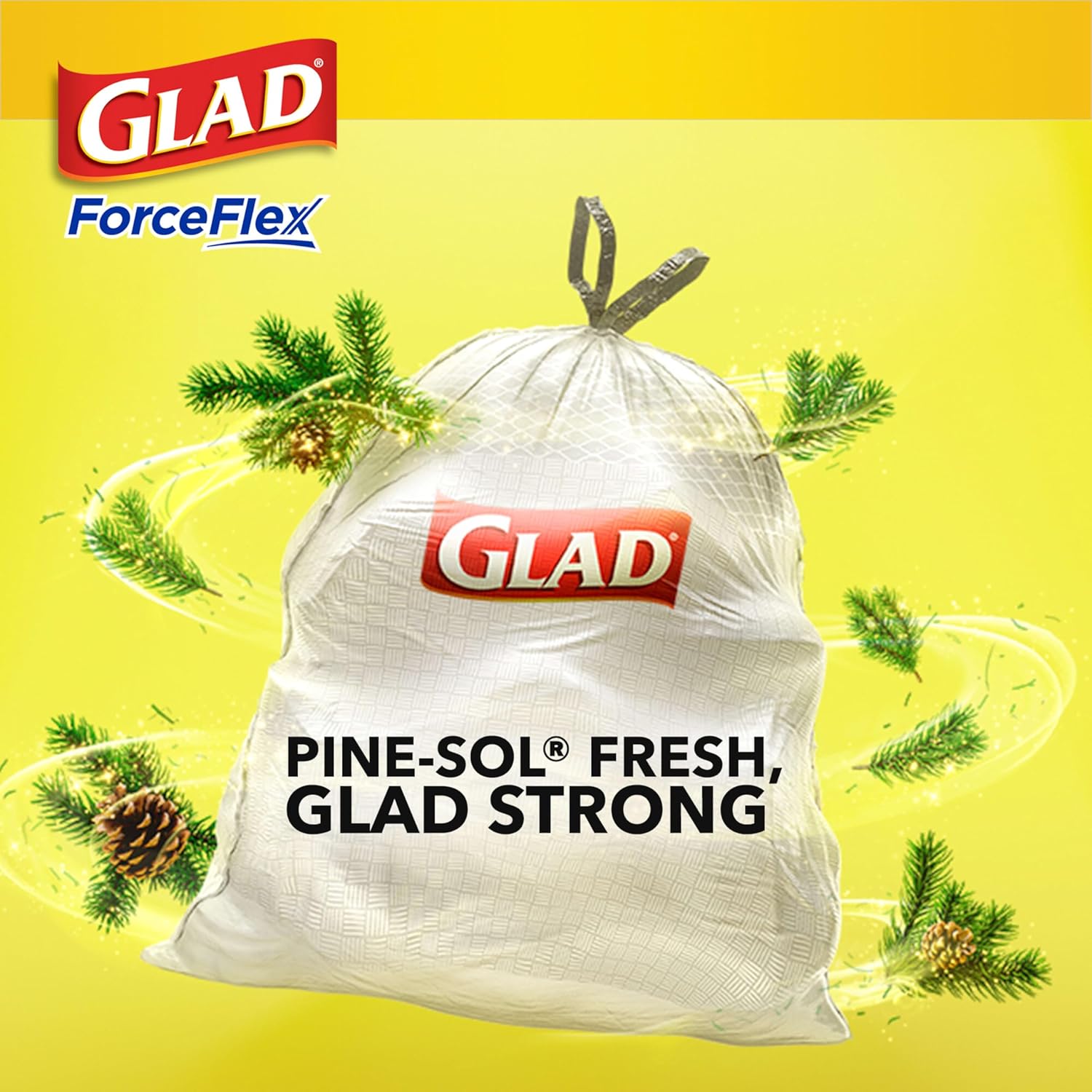 Glad Tall Kitchen Drawstring Trash Bags - Odorshield 13 Gallon White Trash Bag, Febreze Fresh Clean, 110 Count