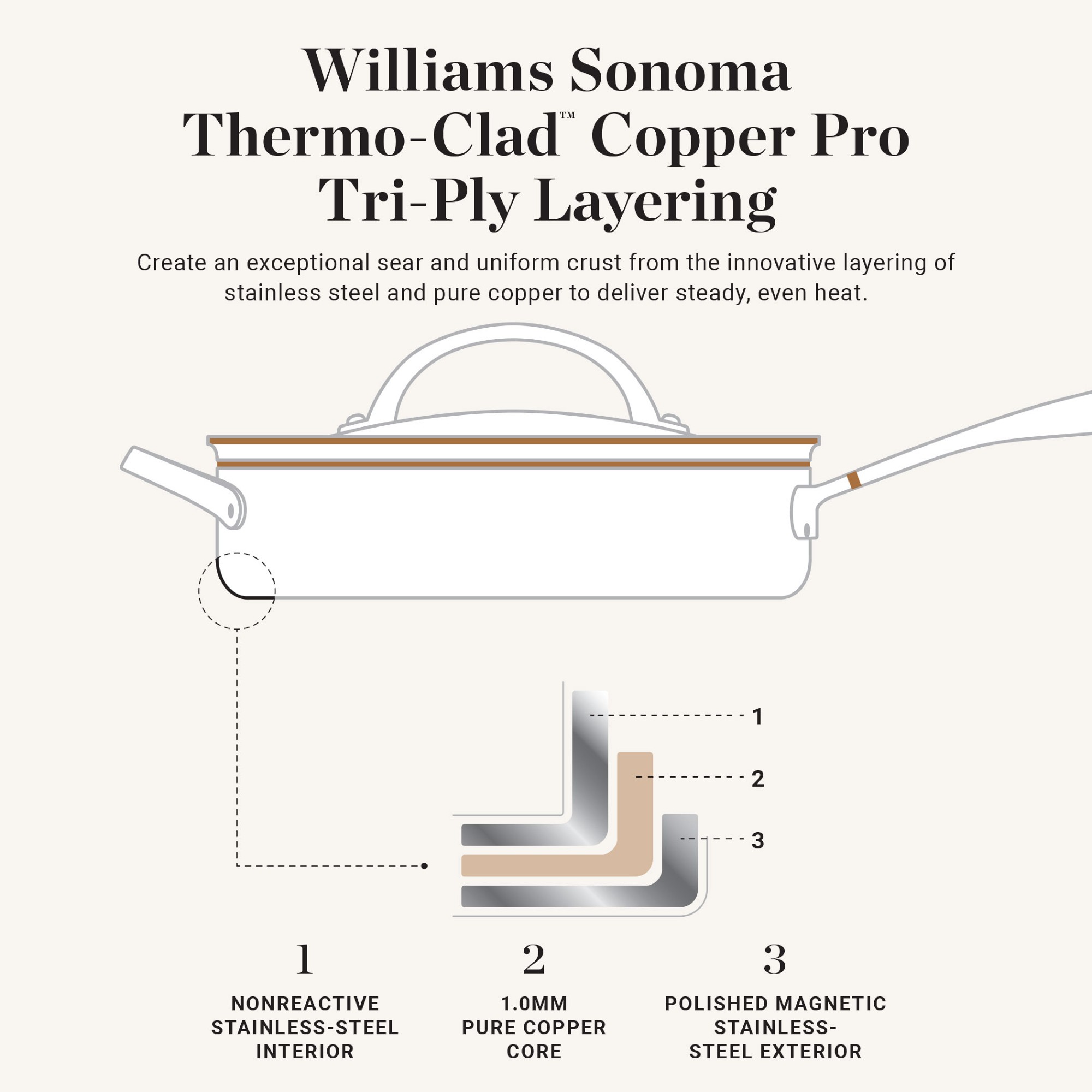 Williams Sonoma Signature Thermo-Clad™ Copper Pro 10-Piece Cookware Set