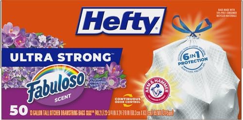 Hefty Ultra Strong Tall Kitchen Trash Bags, Lavender & Sweet Vanilla Scent, 13 Gallon, 80 Count