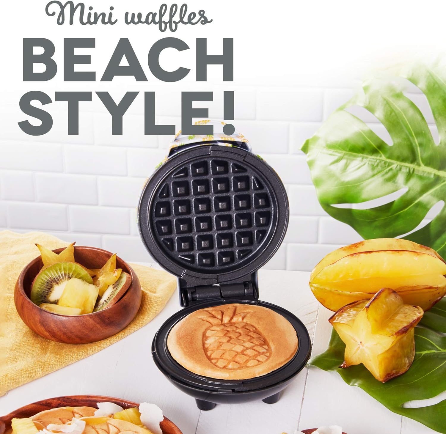 DASH Mini Waffle Maker - 4” Waffle Mold, Nonstick Waffle Iron with Quick Heat-Up, PTFE Nonstick Surface - Perfect Mini Waffle Maker for Kids and Families, Just Add Batter (Aqua)