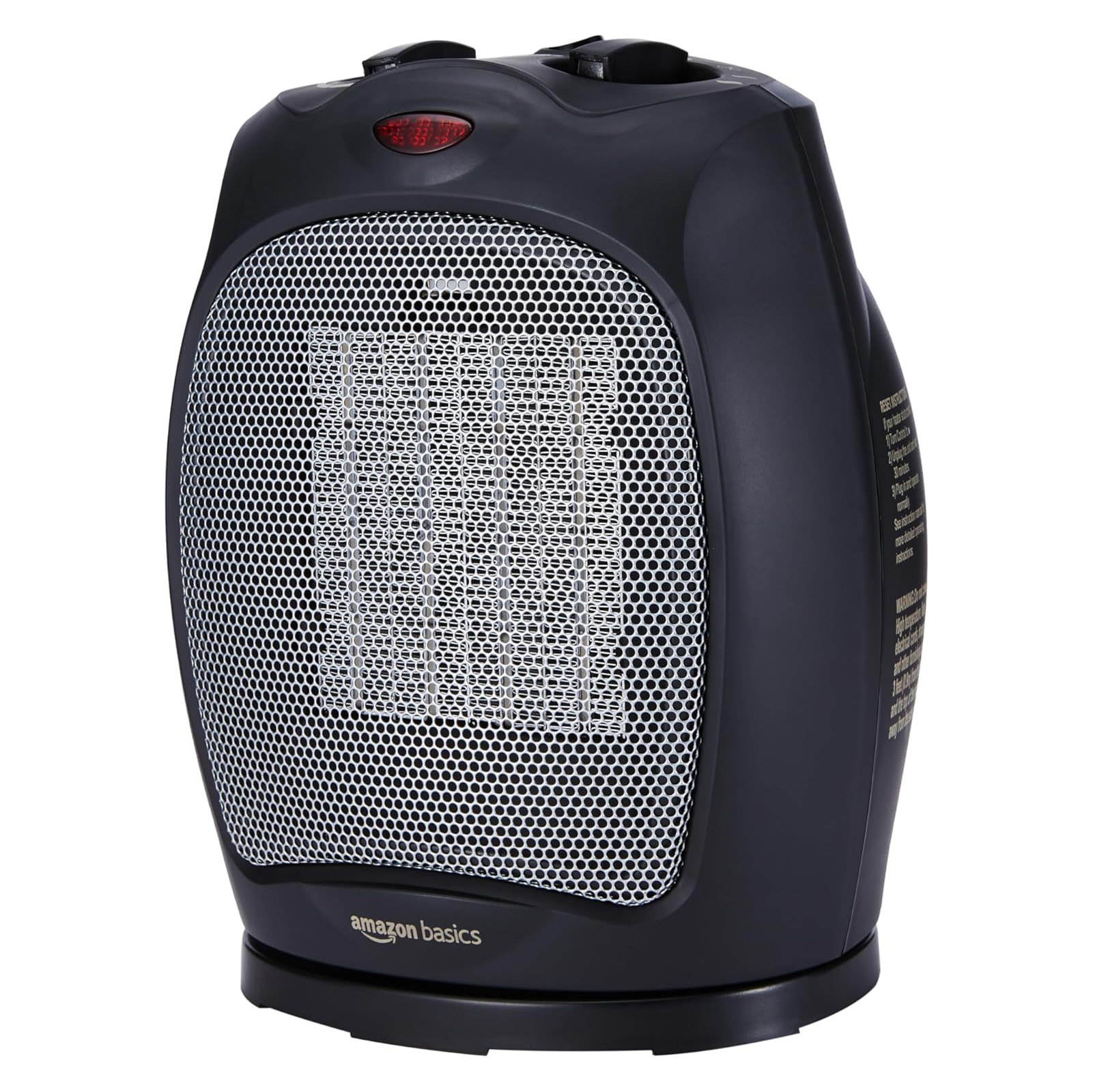 Amazon Basics Ceramic Space Heater, Portable Heater for Indoor Use, for Office and Home, With Overheat and Tip-Over Protection, Thermostat, Non-Oscillating, 1500W, Silver, 7.52