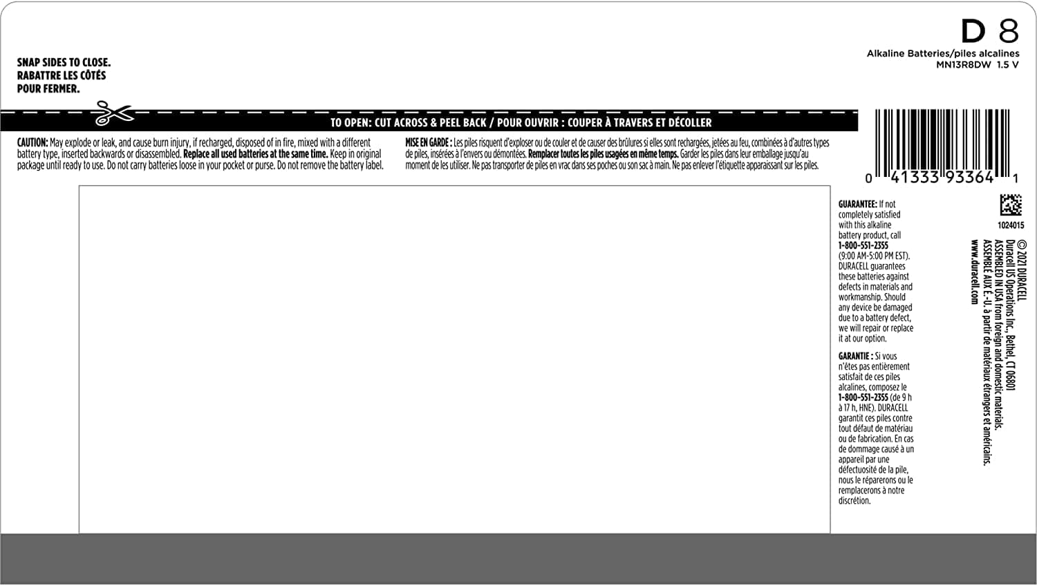 Duracell Coppertop D Batteries, 8 Count Pack, D Battery with Long-lasting Power, All-Purpose Alkaline D Battery for Household and Office Devices