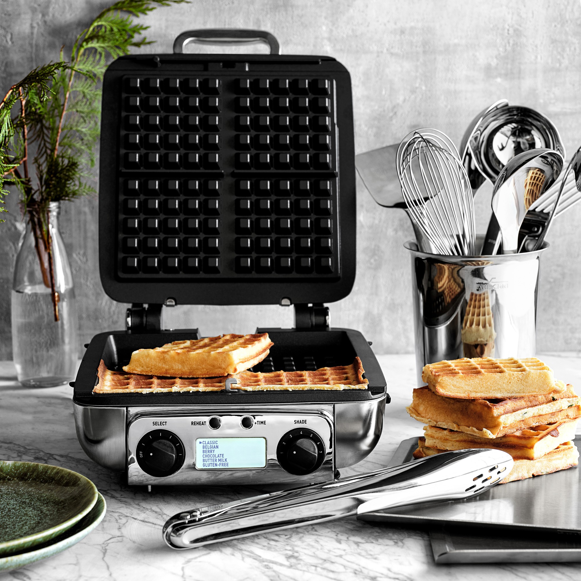 All-Clad 4-Square Digital Gourmet Waffle Maker with Removable Plates
