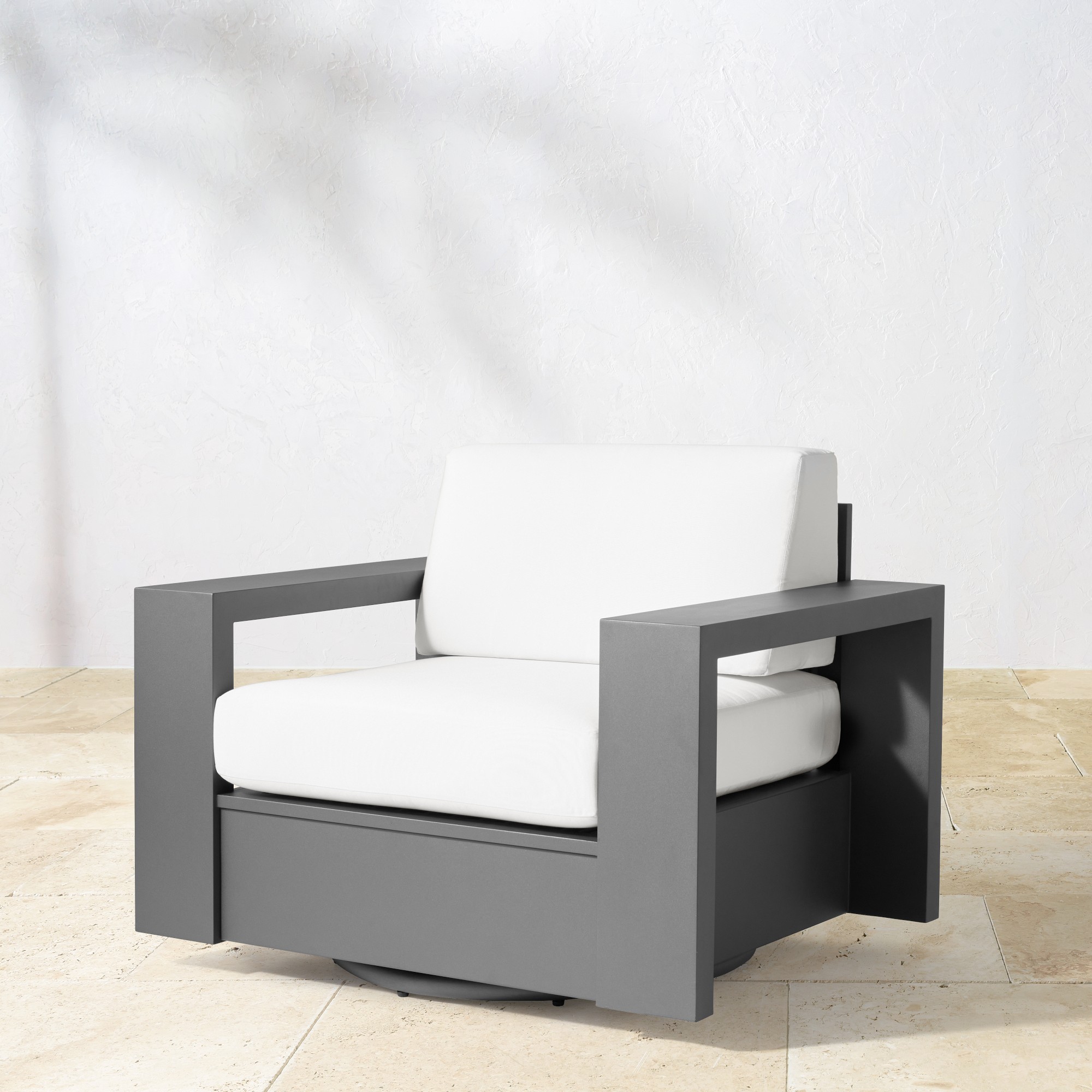 Larnaca Outdoor Slate Grey Metal Swivel Chair