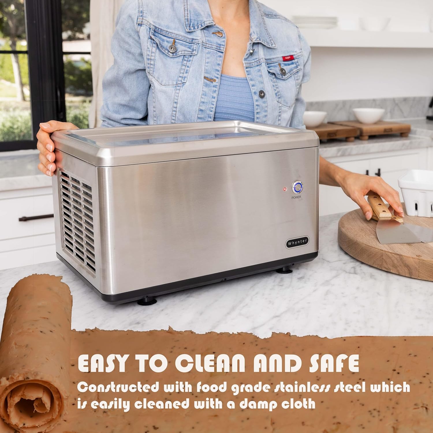 Whynter Ice Cream Maker Machine Automatic 2.1 Qt with Built-in Compressor, LCD Digital Display & Timer, No Pre-Freezing, ICM-200LS, Stainless Steel