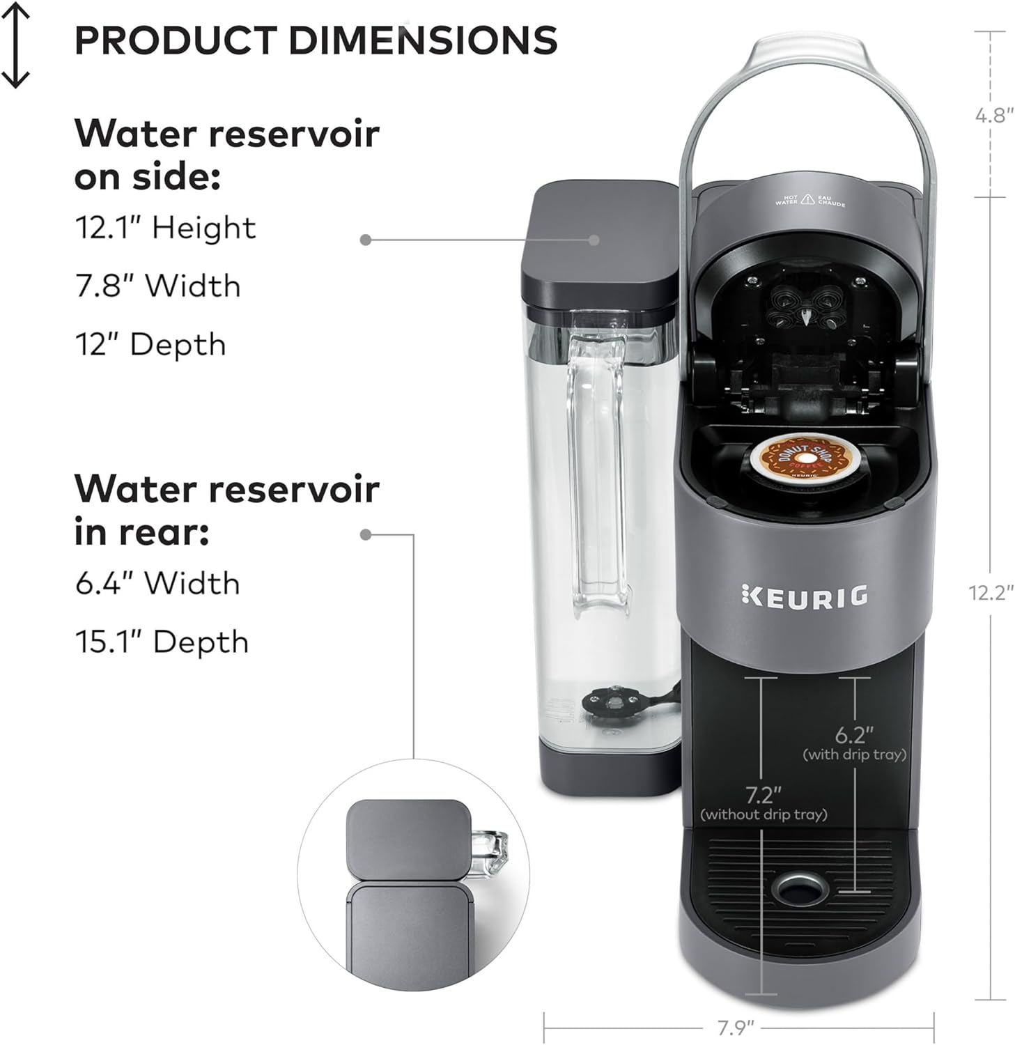 Keurig K-Supreme Single Serve K-Cup Pod Coffee Maker, MultiStream Technology, 4 Brew Sizes, 66oz Dual-Position Removable Reservoir, Black