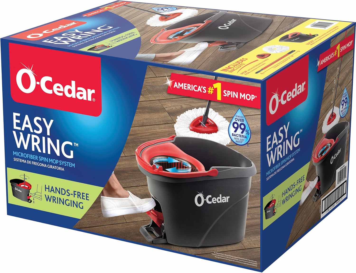 O-Cedar EasyWring Spin Mop & Bucket System +2 Power Refills with Citrus Cleaning PACS (Variety Pack)