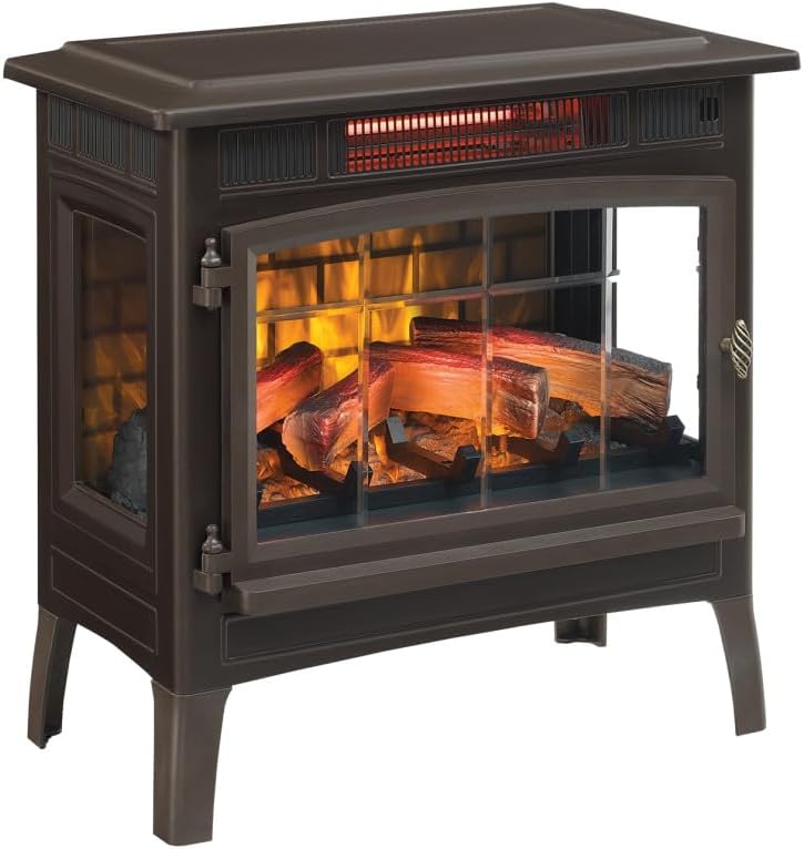 duraflame Freestanding Electric Fireplace Stove Heater with 3D Flame Effect for 1,000 Sq. Ft. Room, Black