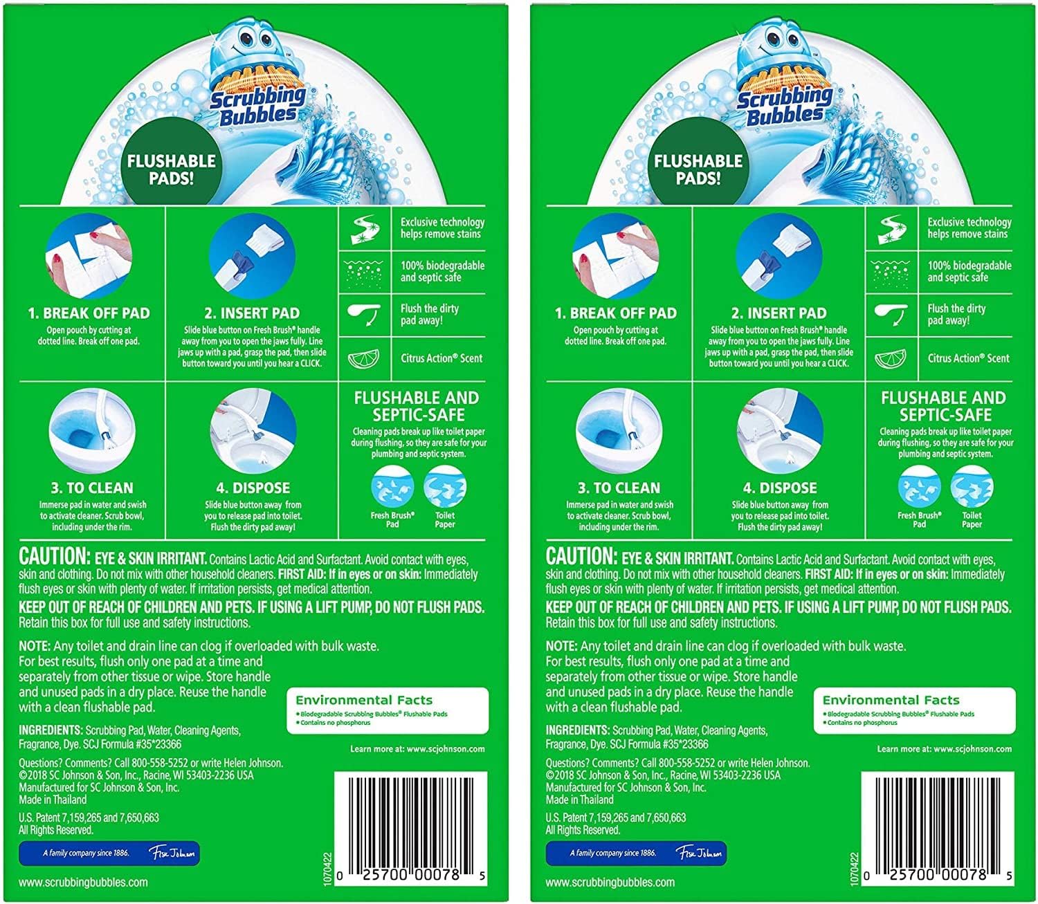 Scrubbing Bubbles Flushable Toilet Wand Refills, Fresh Brush Toilet Cleaner Refill Pads, Cleans Limescale & Fights Odors, Citrus Scent, 20 Count, Pack of 1