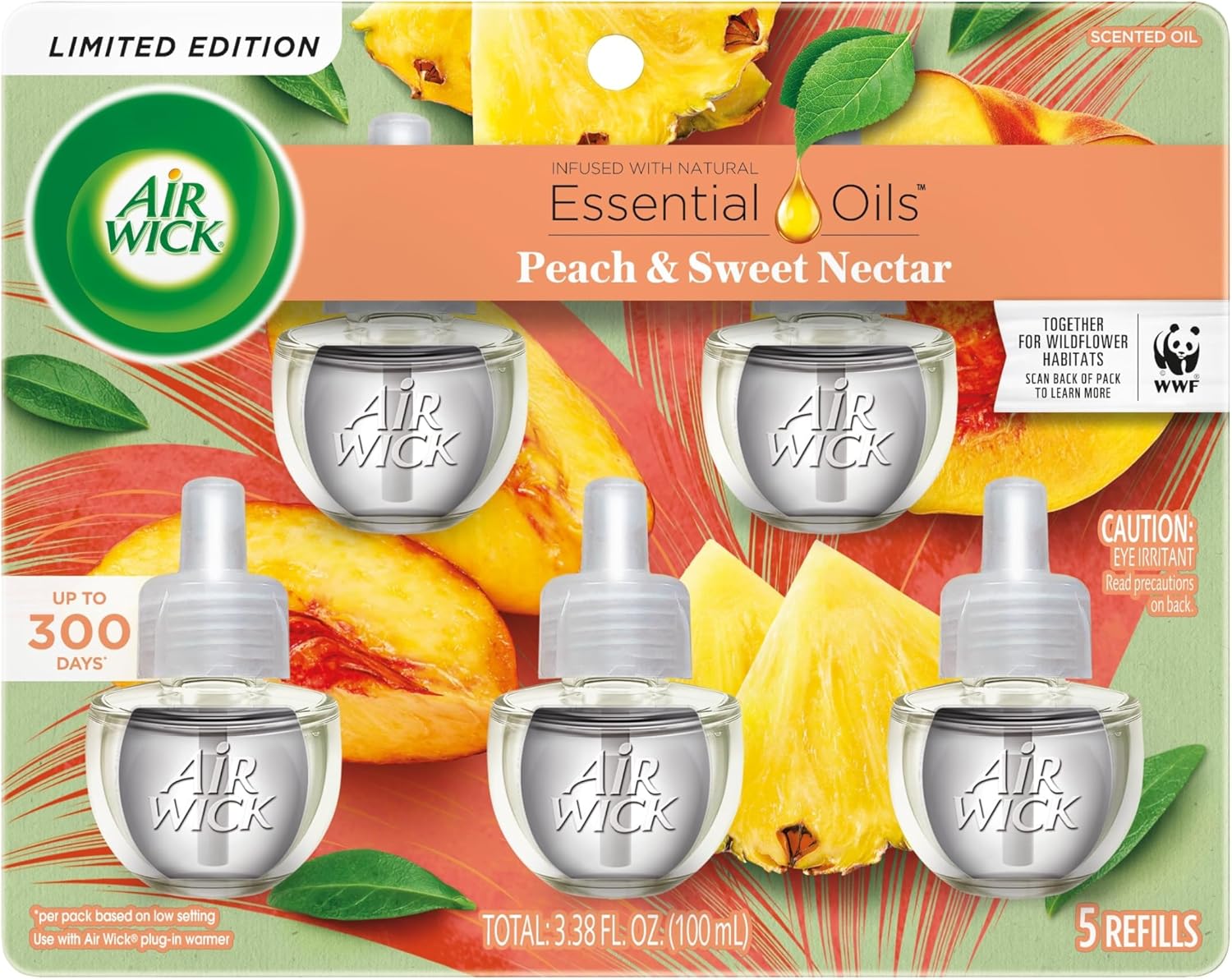 Air Wick Plug in Scented Oil Refill, 5 ct, Fresh Watermelon & Berries, Air Freshener, Essential Oils, Spring Collection