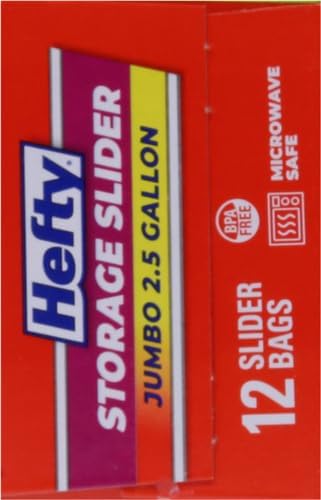 Hefty Slider Jumbo Storage Bags, 2.5 Gallon Size, 12 Count