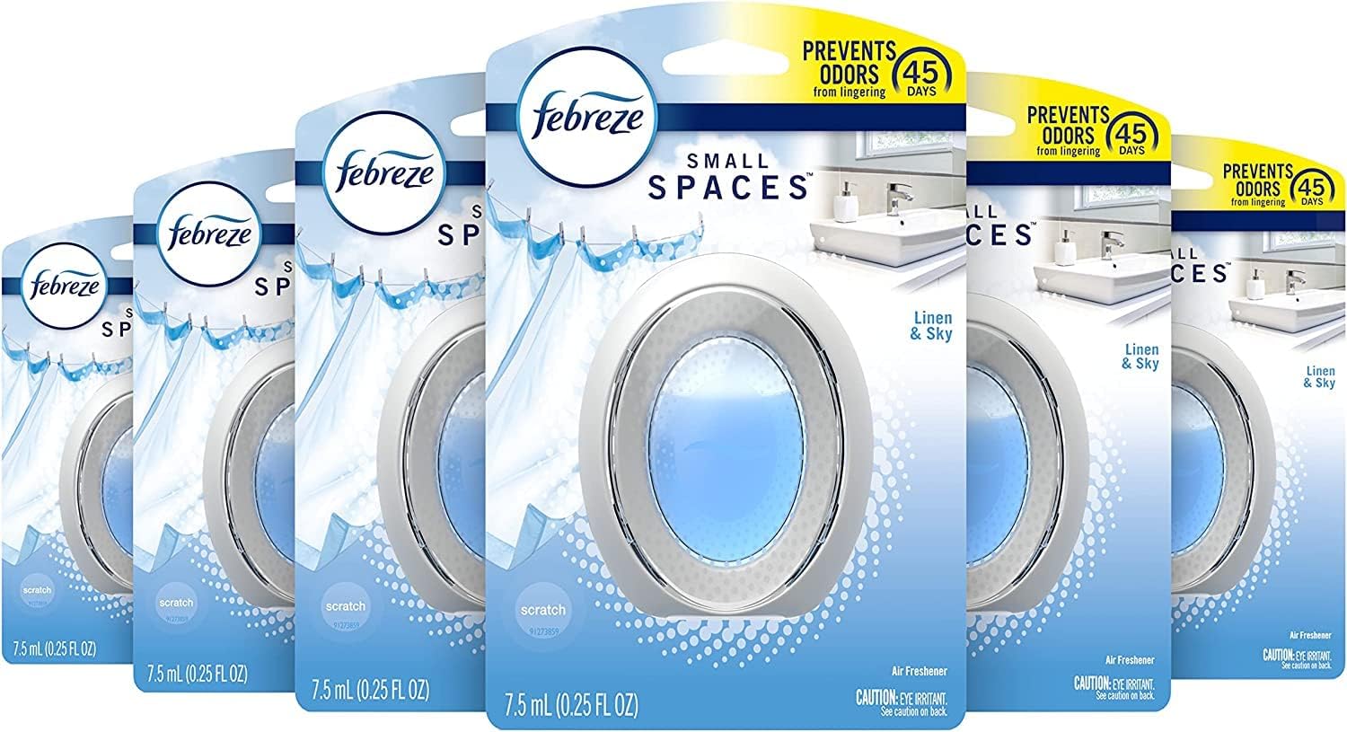 Febreze Small Spaces Air Freshener Linen & Sky, .25 fl. oz., Pack of 4