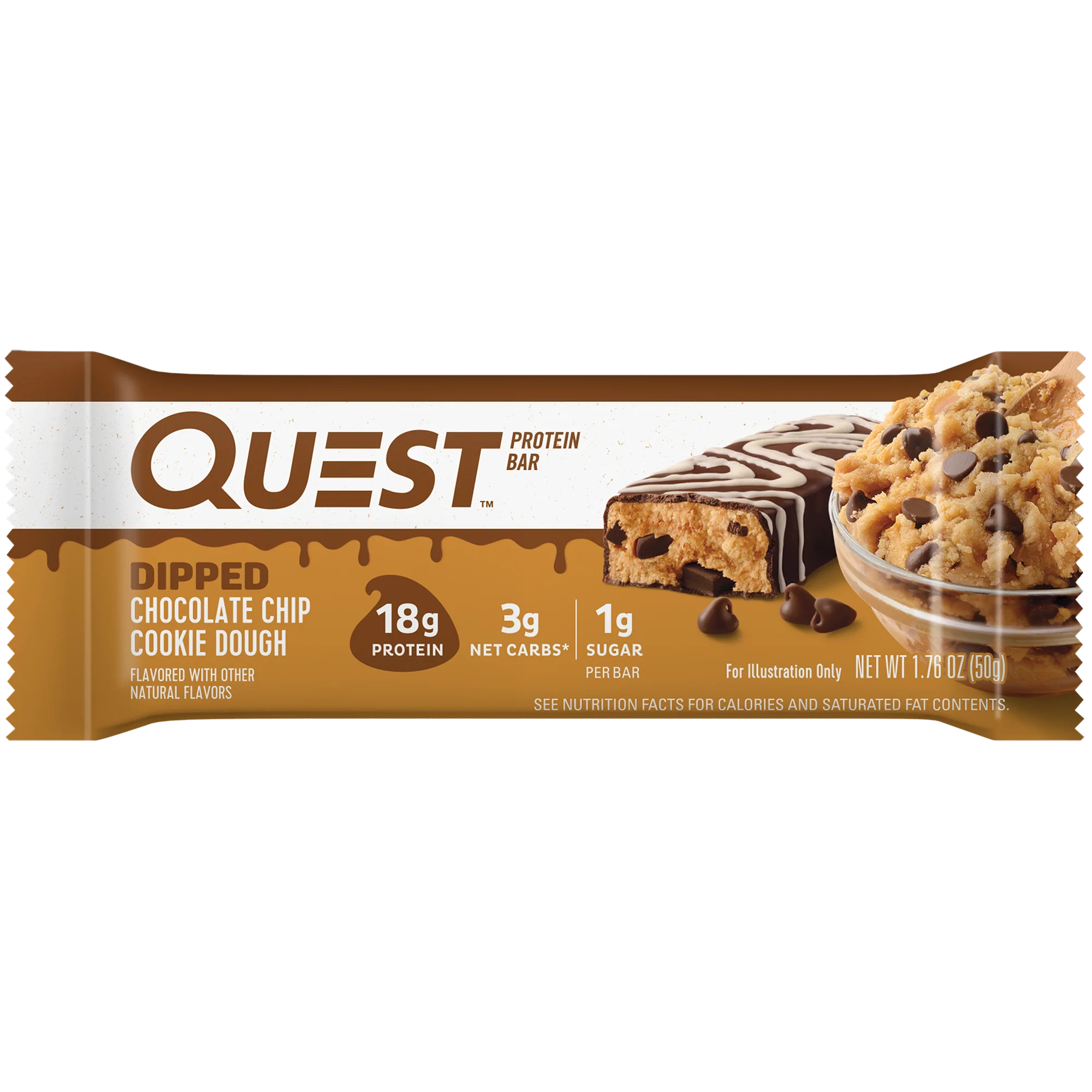 Dipped Chocolate Chip Cookie Dough Protein Bar