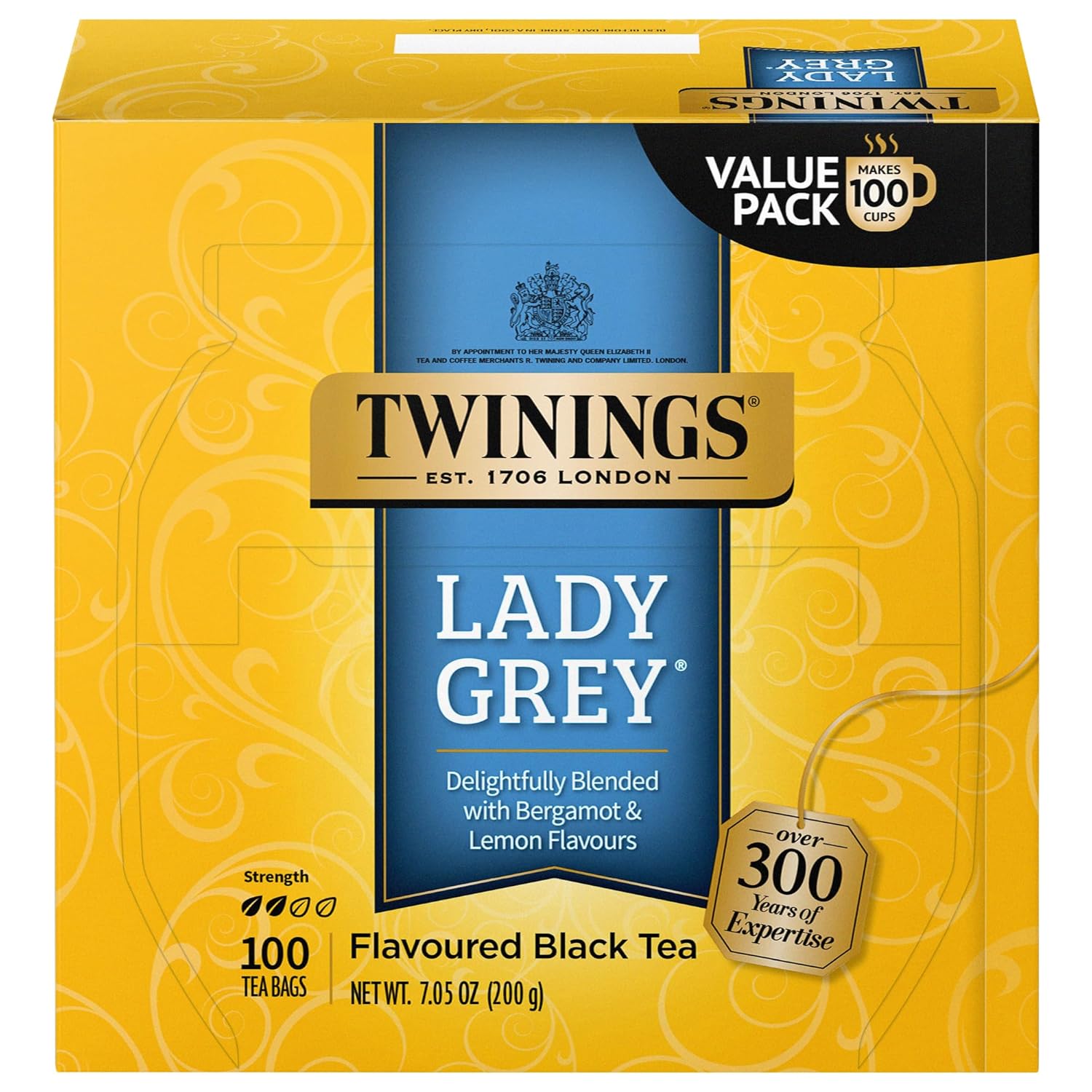 Twinings English Breakfast Black Tea Individually Wrapped Bags, 100 Count (Pack of 1), Smooth, Flavourful, and Robust, Caffeinated, Enjoy Hot or Iced | Packaging May Vary
