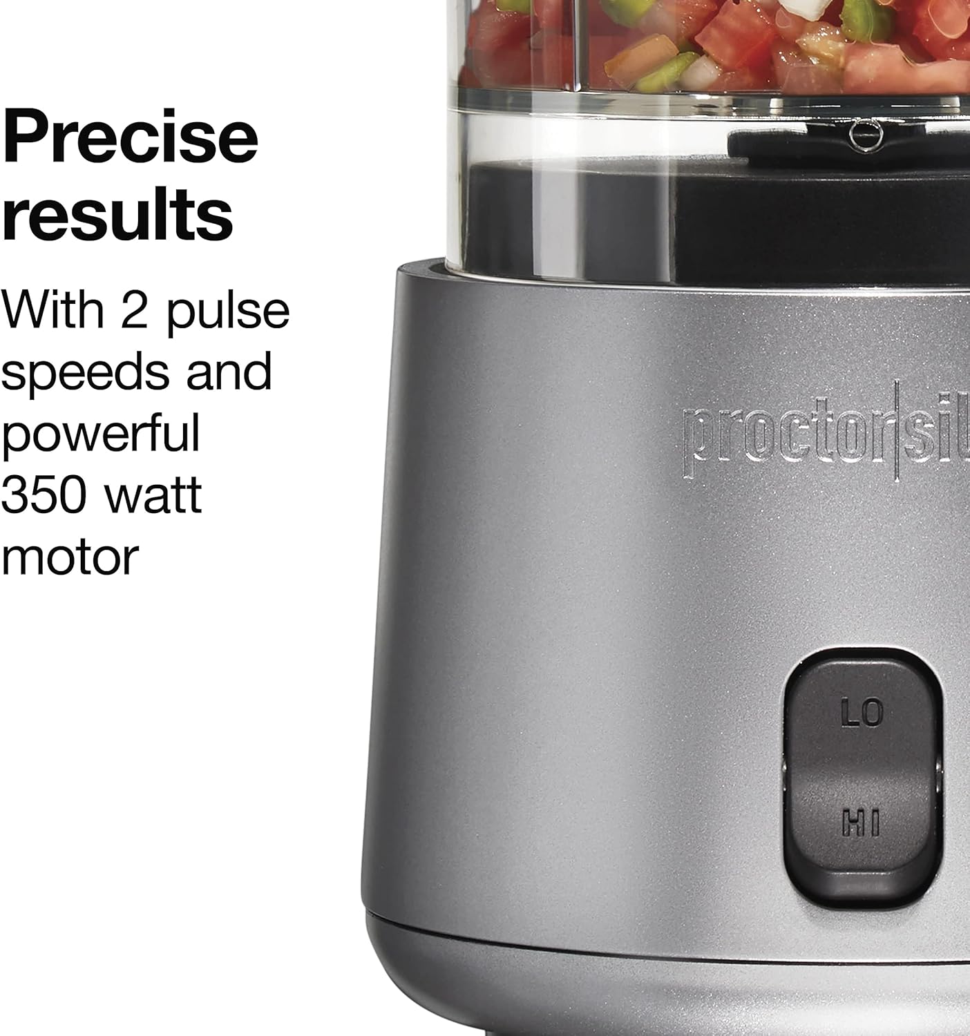 Proctor Silex Durable Electric Vegetable Chopper & Mini Food Processor for Chopping, Puree & Emulsify, 1.5 cups, Black
