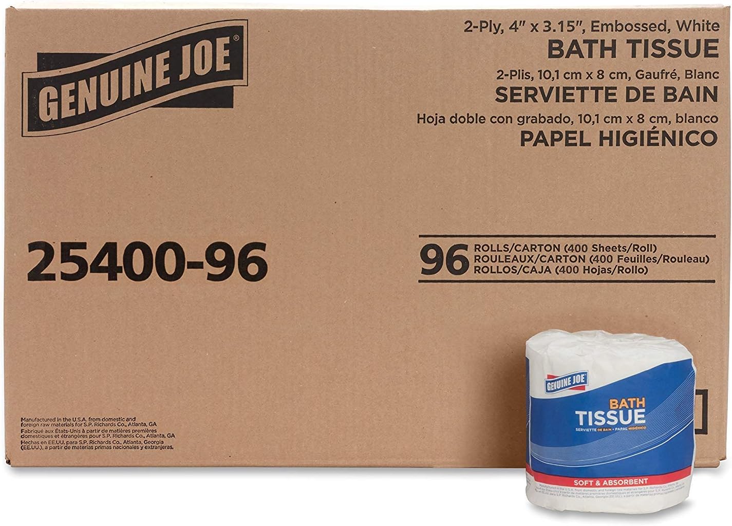 Genuine Joe GJO2540096 2-ply Standard Bath Tissue Rolls White, 96 rolls