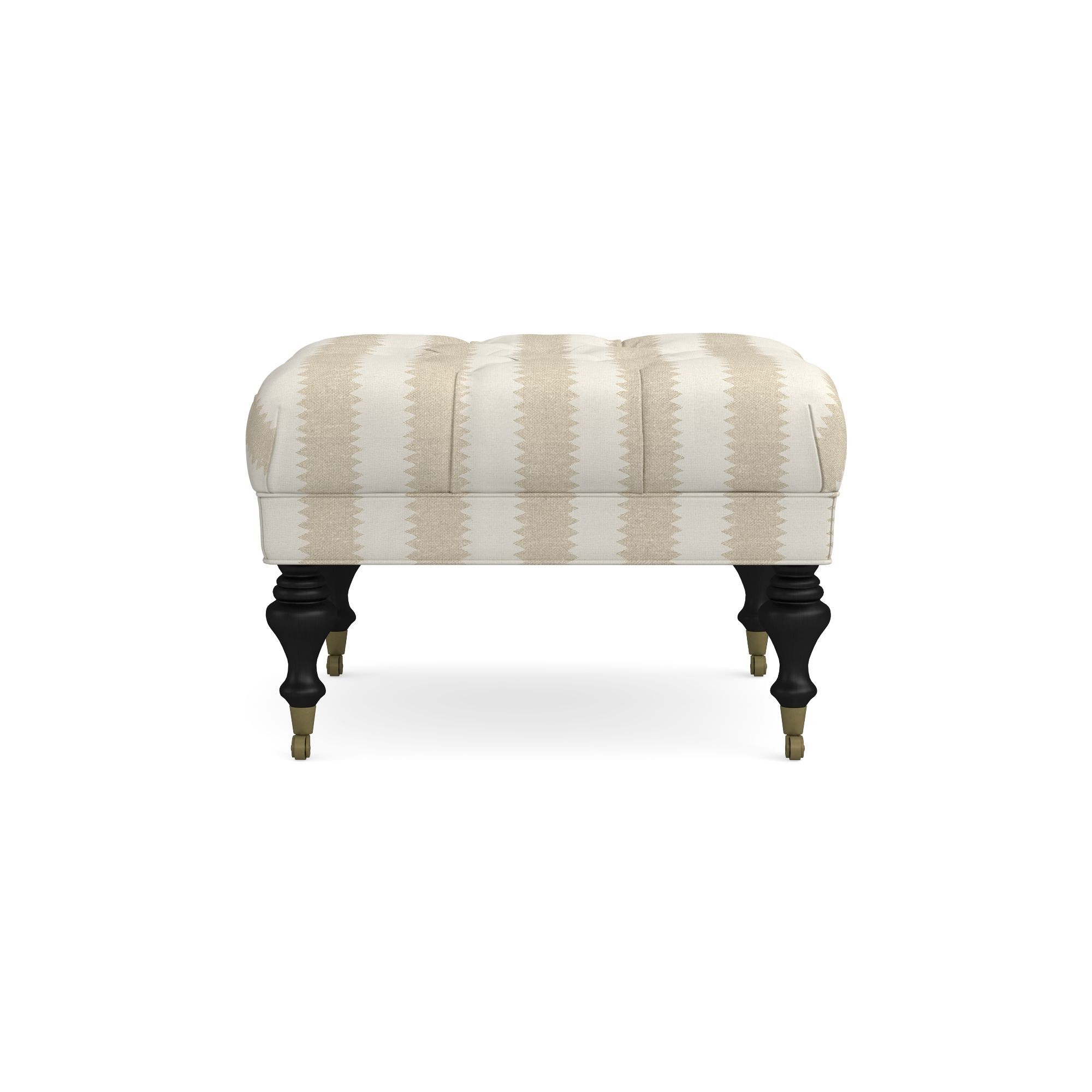 Sanderson x Giles Deacon Fairfax Bench Ottoman, Turned Leg with Tufted Top (26