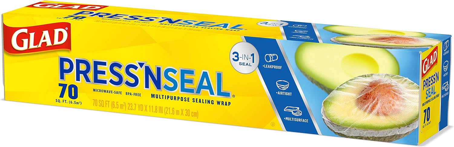 Glad Press'N Seal Plastic Food Wrap, 70 Square Foot Roll (Package May Vary)