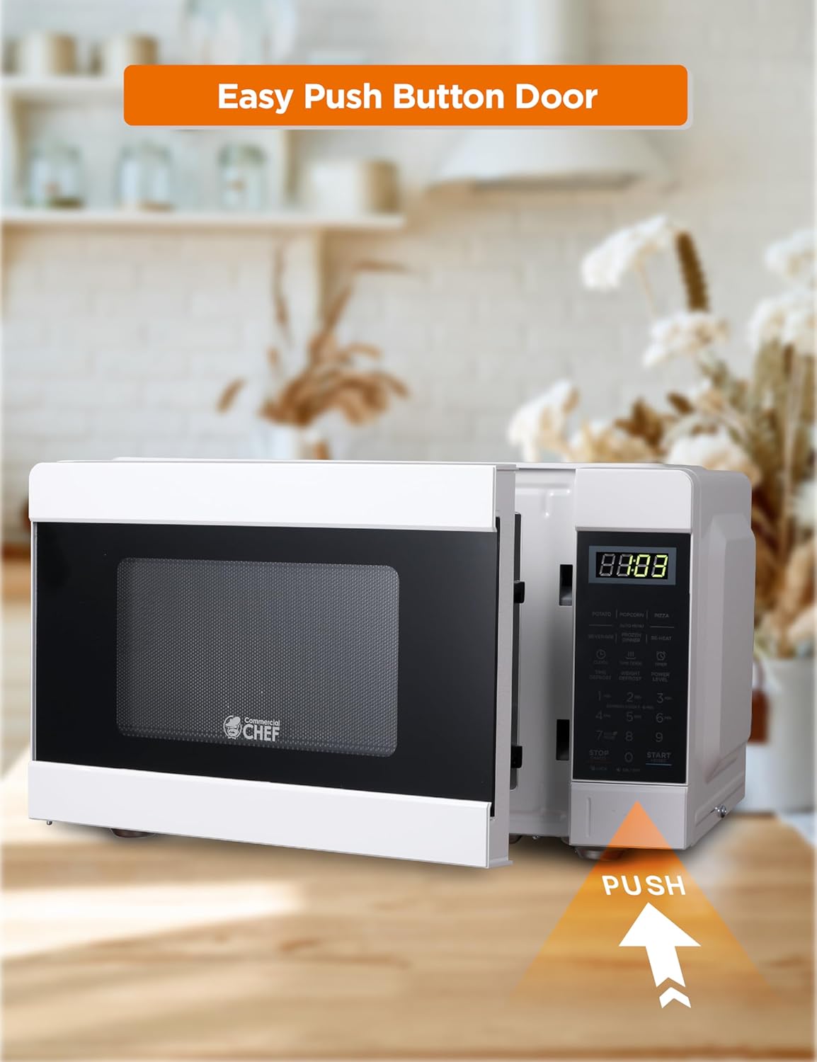 COMMERCIAL CHEF 0.6 Cubic Foot Microwave with 6 Power Levels, Small Microwave with Grip Handle, 700W Countertop Microwave with 30 Minute Timer and Mechanical Dial Controls, White