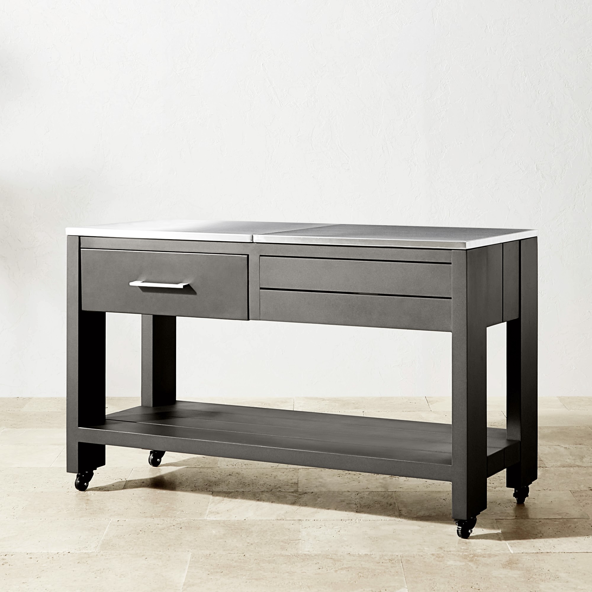 Larnaca Outdoor Slate Grey Metal Prep Table (58