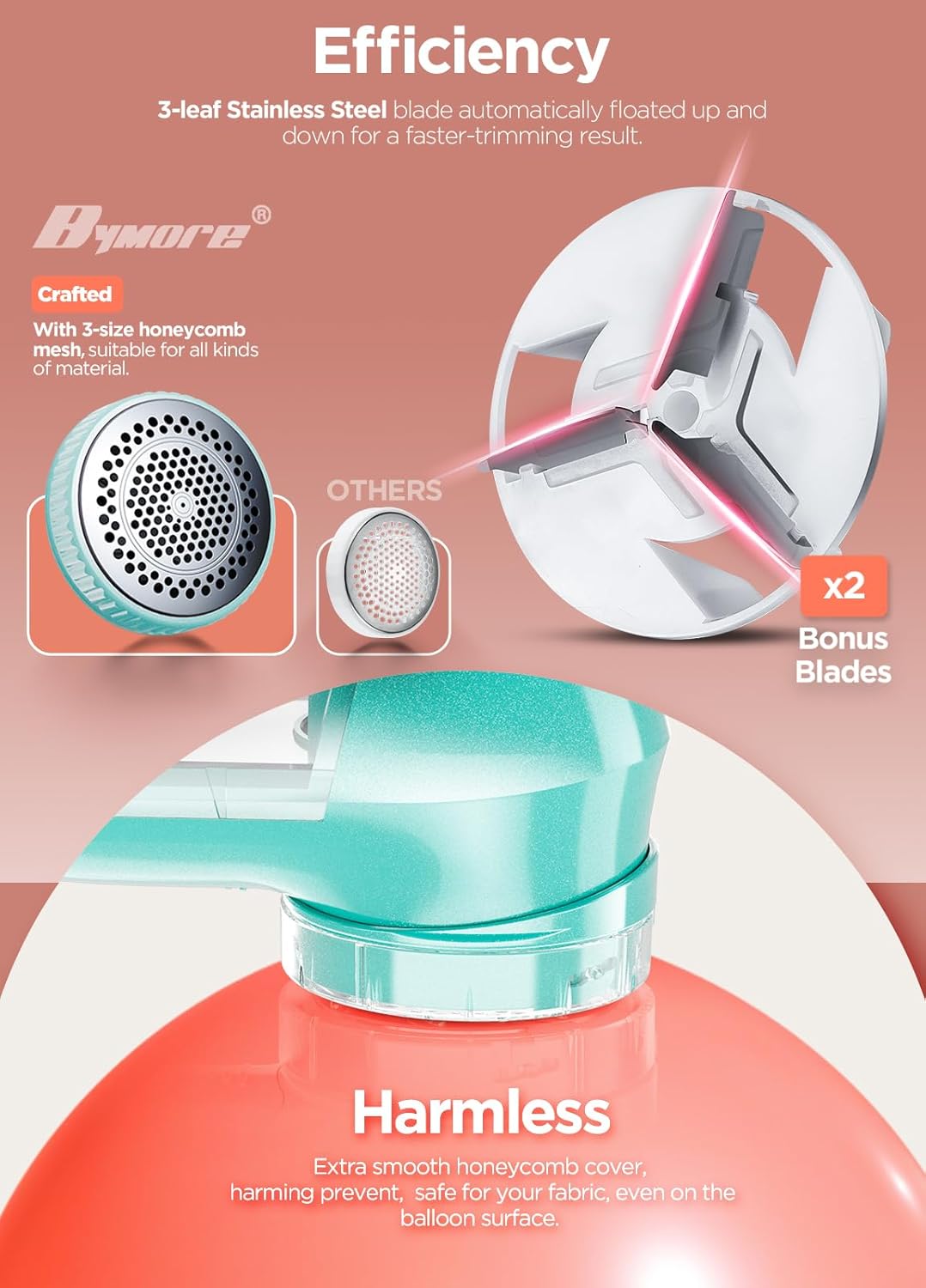 Bymore Fabric Shaver, Lint Remover, Lint Shaver Defuzzer Sweater Shaver for Clothes and Furniture AC Adapter or Battery Operated Pill Fuzz Remover