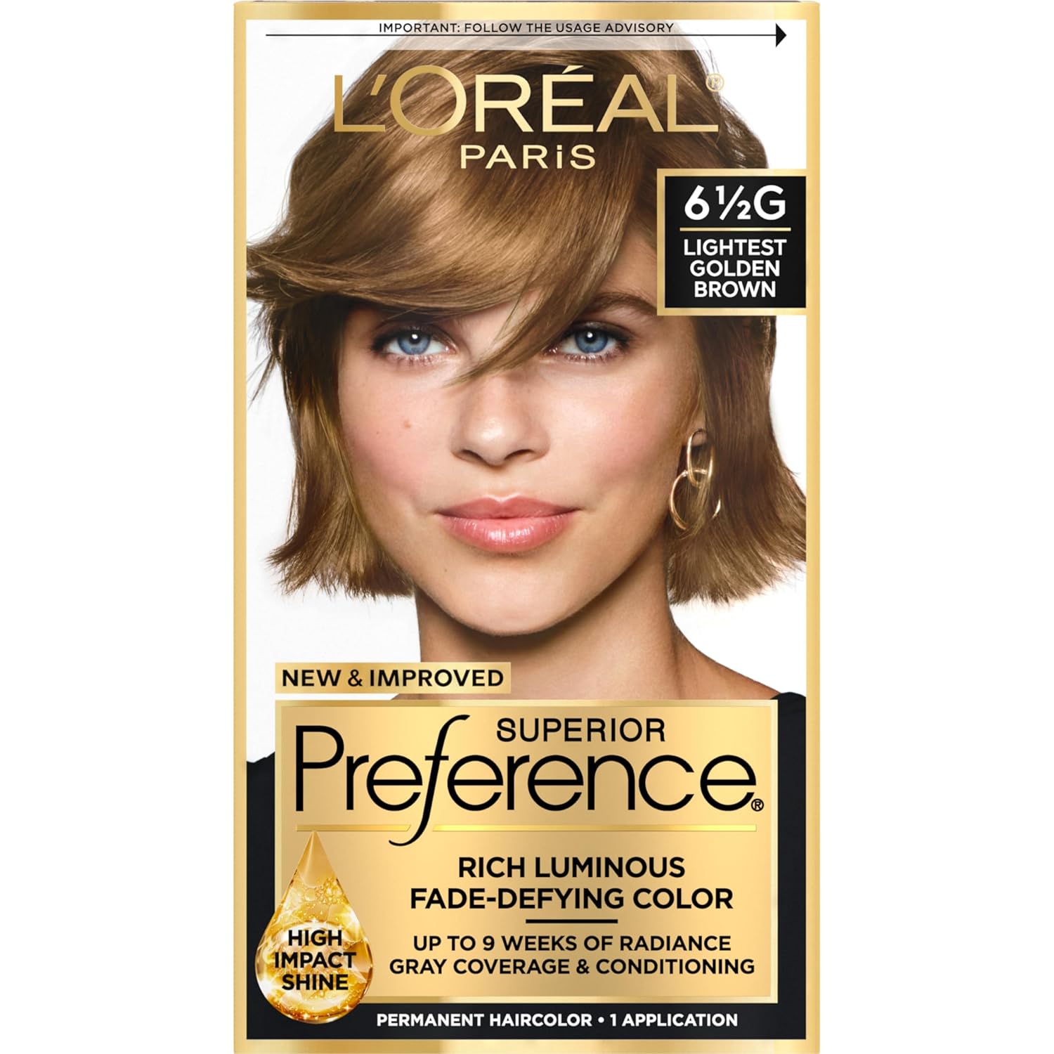 L'Oreal Paris Superior Preference Fade-Defying + Shine Permanent Hair Color, 6AM Light Amber Brown, Pack of 1, Hair Dye