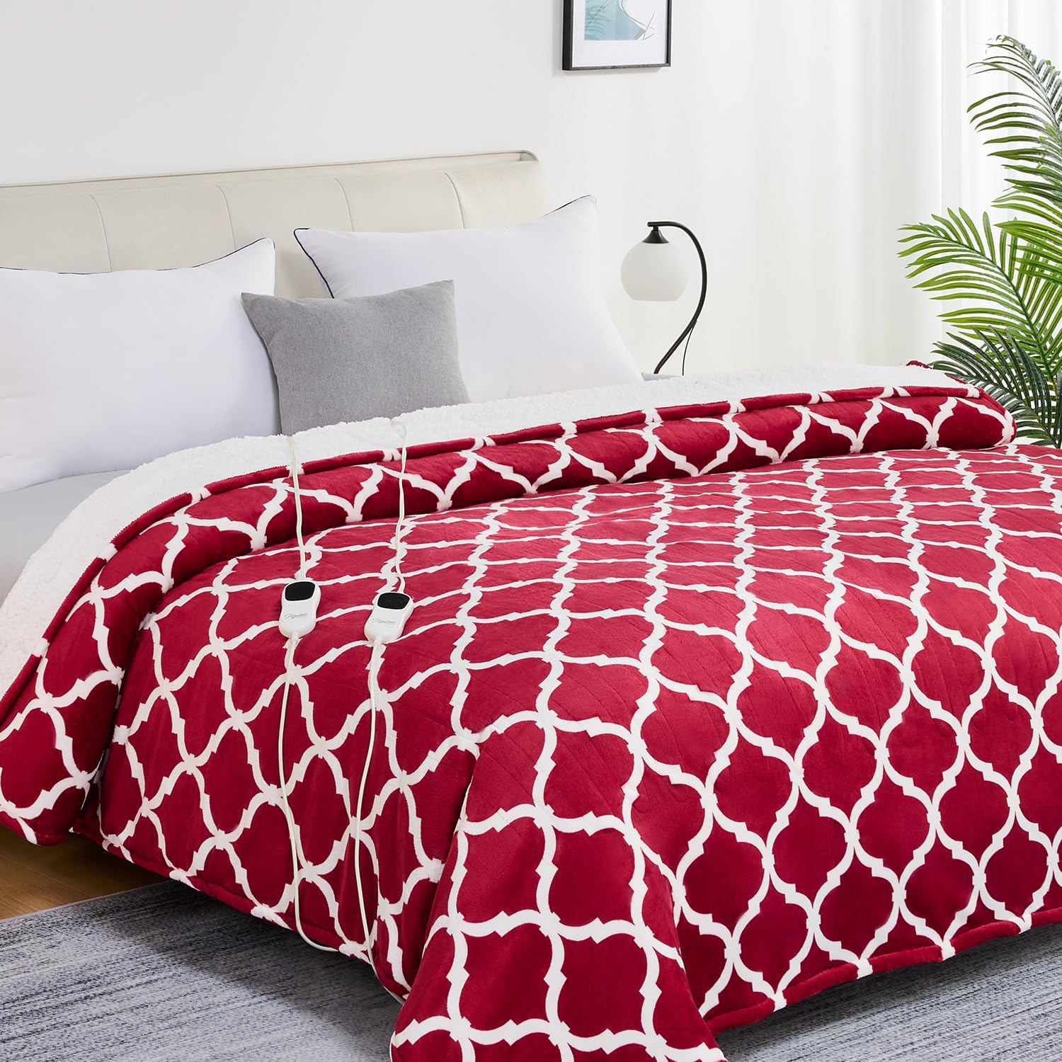 Homemate Heated Blanket Electric Throw - 50“x60“ Heating Blanket with 10 Fast Heat Levels 8 Hours Auto Off Soft Cozy Flannel Over-Heated Protection ETL Certification Keep Warming in Home