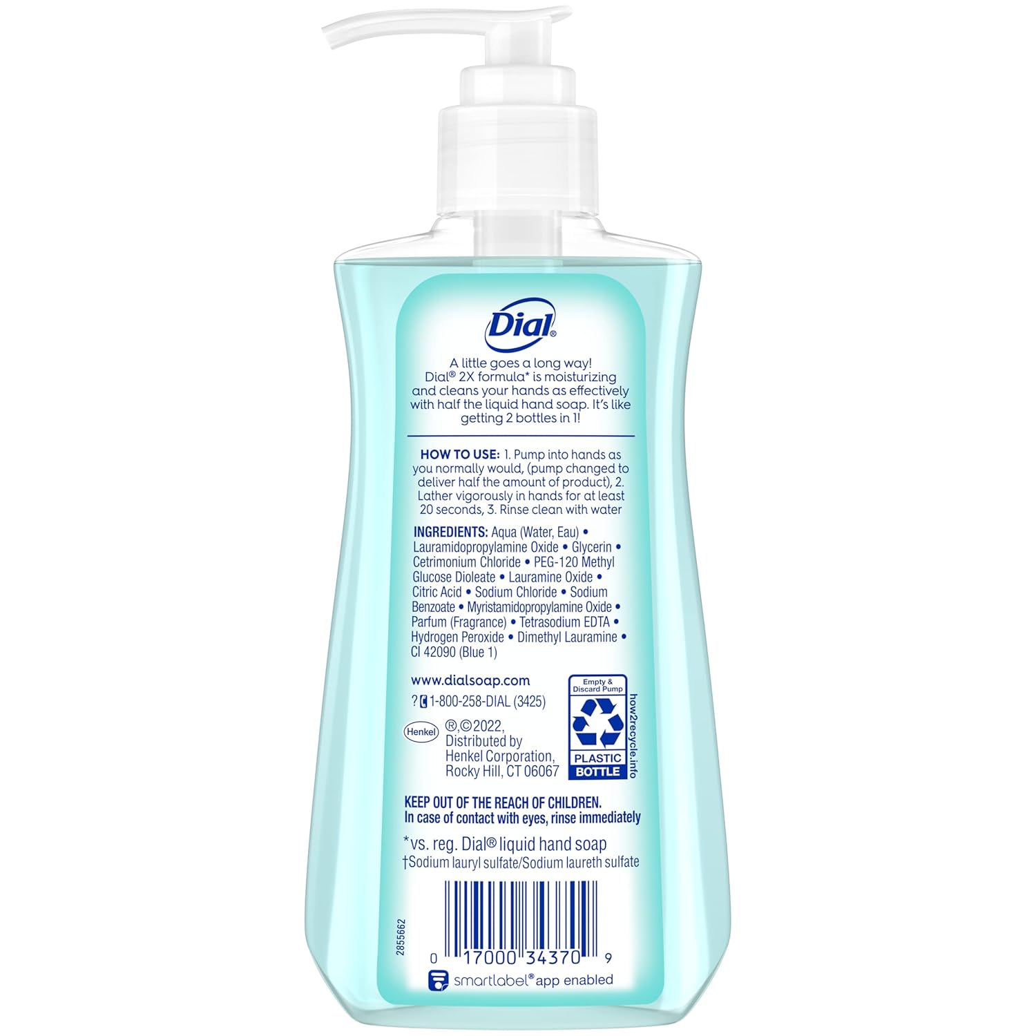 Dial Antibacterial Liquid Hand Soap, Spring Water, 11 fl oz (Pack of 4)