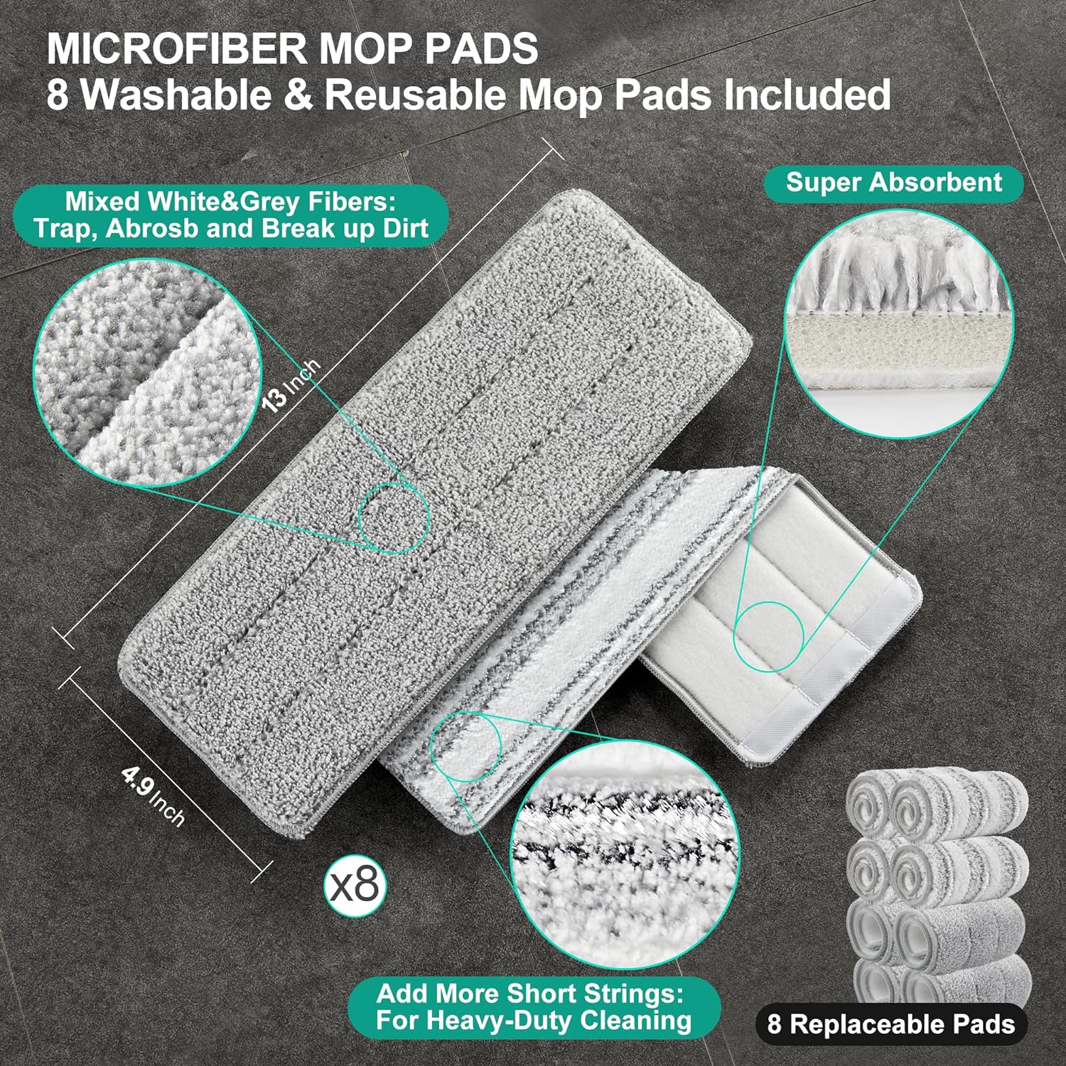 JOYMOOP mop and bucket with Wringer Set, Flat ,for floor cleaning with 3 Microfiber Pads, Wet and Dry Use, Household cleaning Tools, for Hardwood, Laminate, Tile