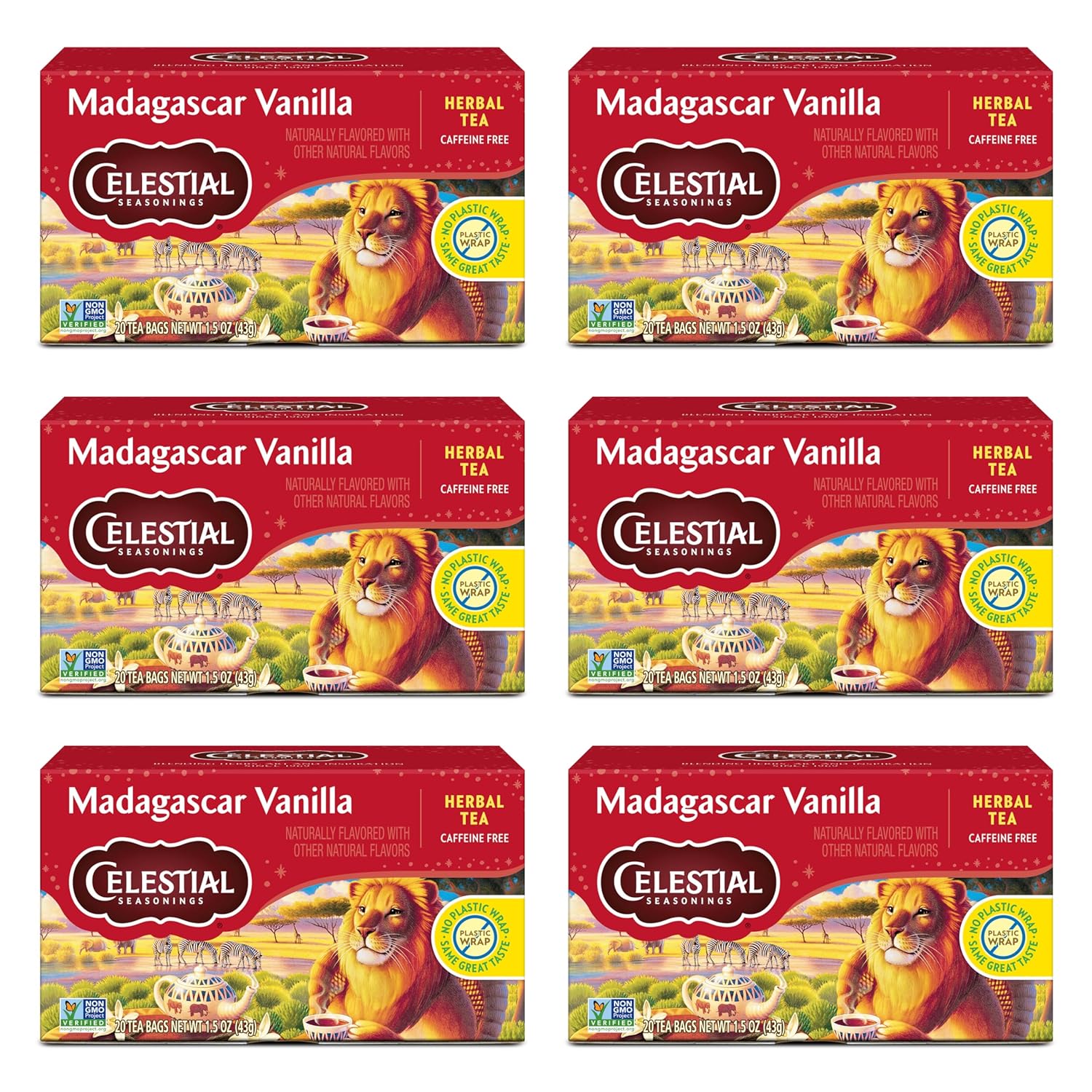 Celestial Seasonings Bengal Spice Herbal Tea, Caffeine Free, 20 Tea Bags Box, (Pack of 6)