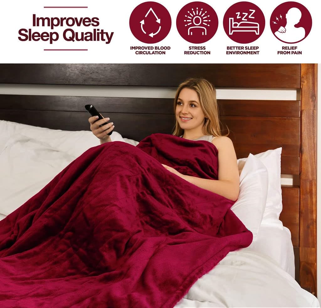 Medical king Heated Blanket, Machine Washable Extremely Soft & Comfortable Electric Blanket Throw Fast Heating with Hand Controller 10 Heating Settings & auto Shut-Off (Gray, 50 x 60)