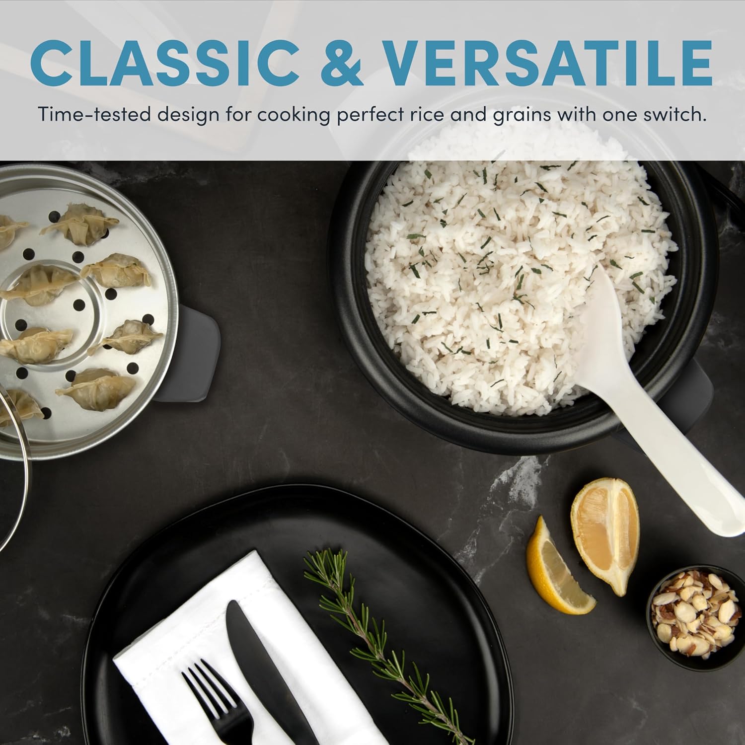 Aroma Housewares ARC-363-1NGB 3 Uncooked/6 Cups Cooked Rice Cooker, Steamer, Multicooker, 2-6 cups, Black