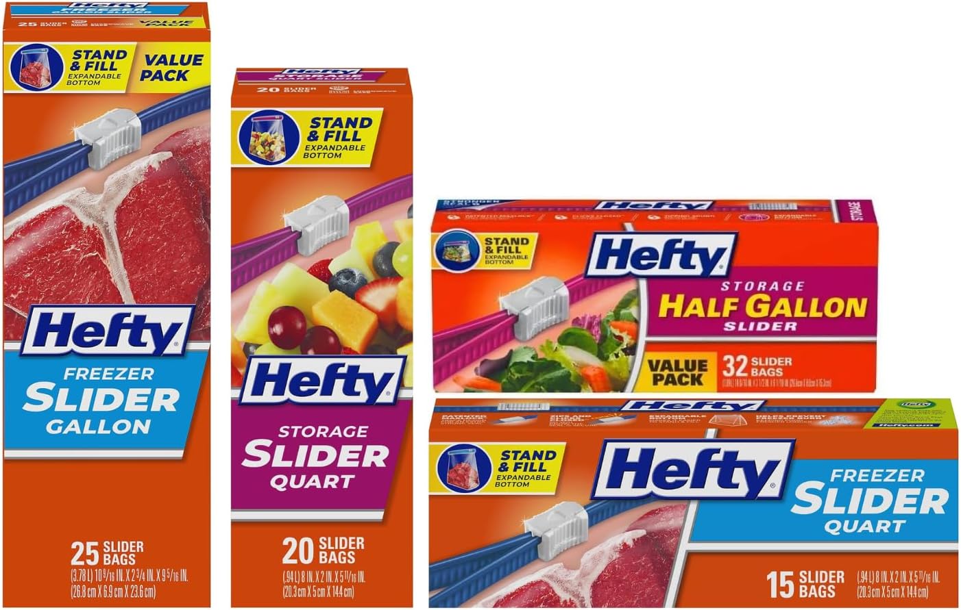 Hefty Slider Storage Bags, Quart Size, 78 Count