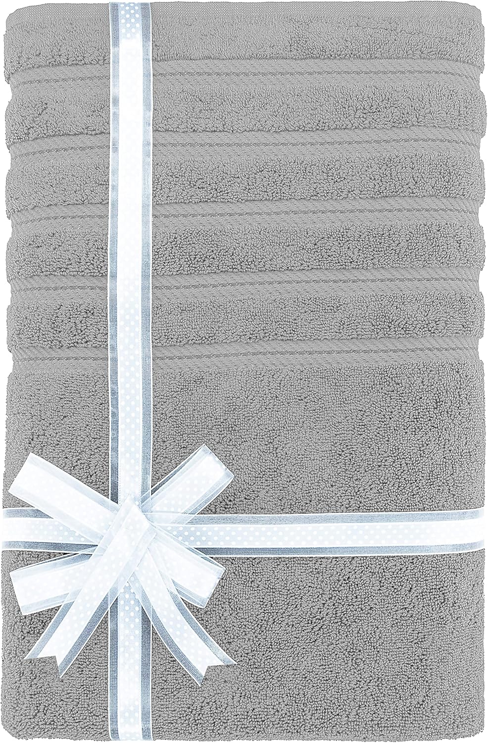 American Soft Linen Luxury 6 Piece Towel Set, 2 Bath Towels 2 Hand Towels 2 Washcloths, 100% Cotton Turkish Towels for Bathroom, Light Grey Towel Sets