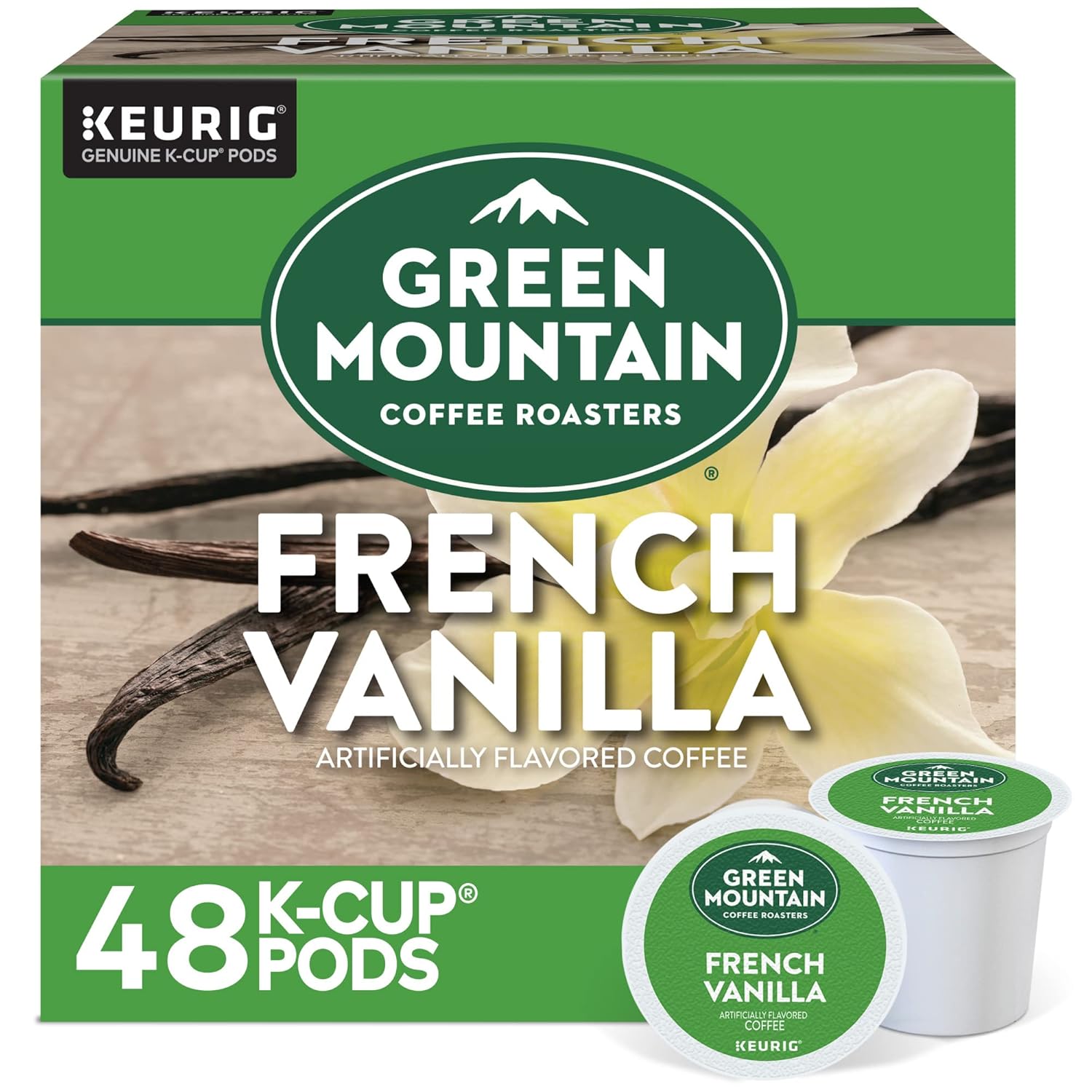 Green Mountain Coffee Roasters Caramel Vanilla Cream Keurig Single-Serve K-Cup pods, Light Roast Coffee, 72 Count (6 Packs of 12)