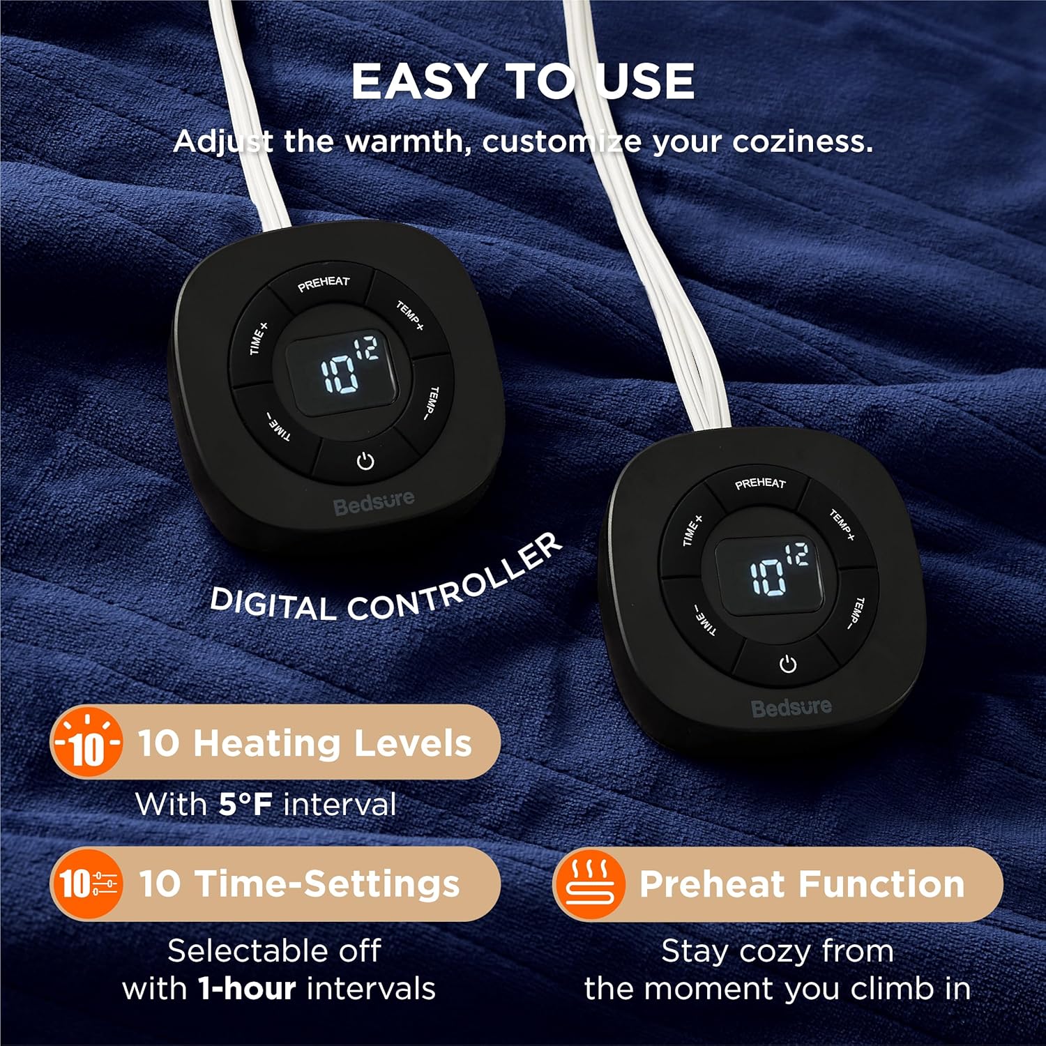 Bedsure Heated Blanket Electric Throw - Soft Flannel Electric Blanket, Heating Blanket with 4 Time Settings & 6 Heat Settings, Warm Blanket Gift for Grandma (50x60 inches, Grey)