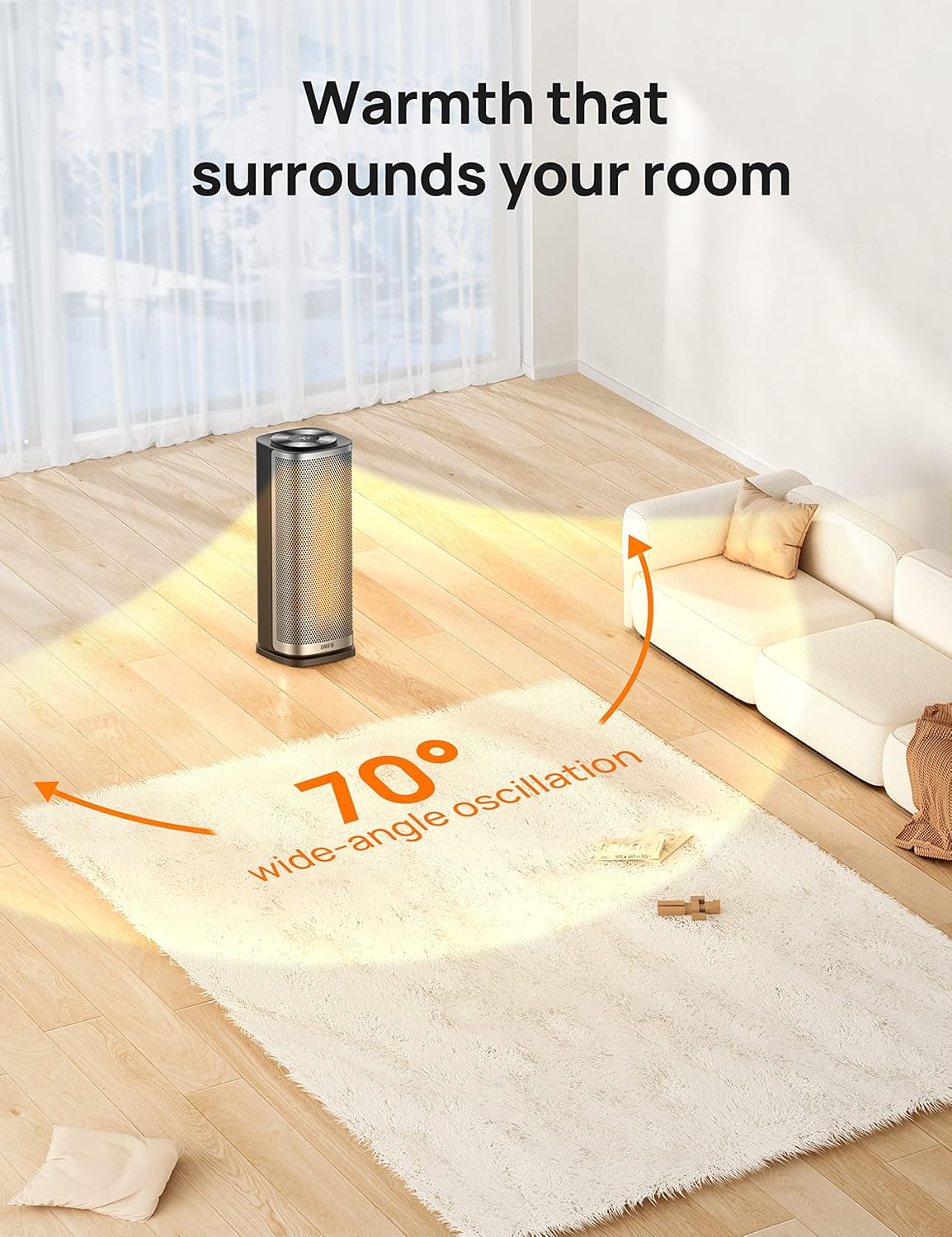 Dreo Space Heaters for Indoor Use Large Room, 70 ° Oscillation, Fast Heating Ceramic Electric with Digital Thermostat, Remote Control, 1-12H Timer, Overheat Protection, Safety Heater for Bedroom