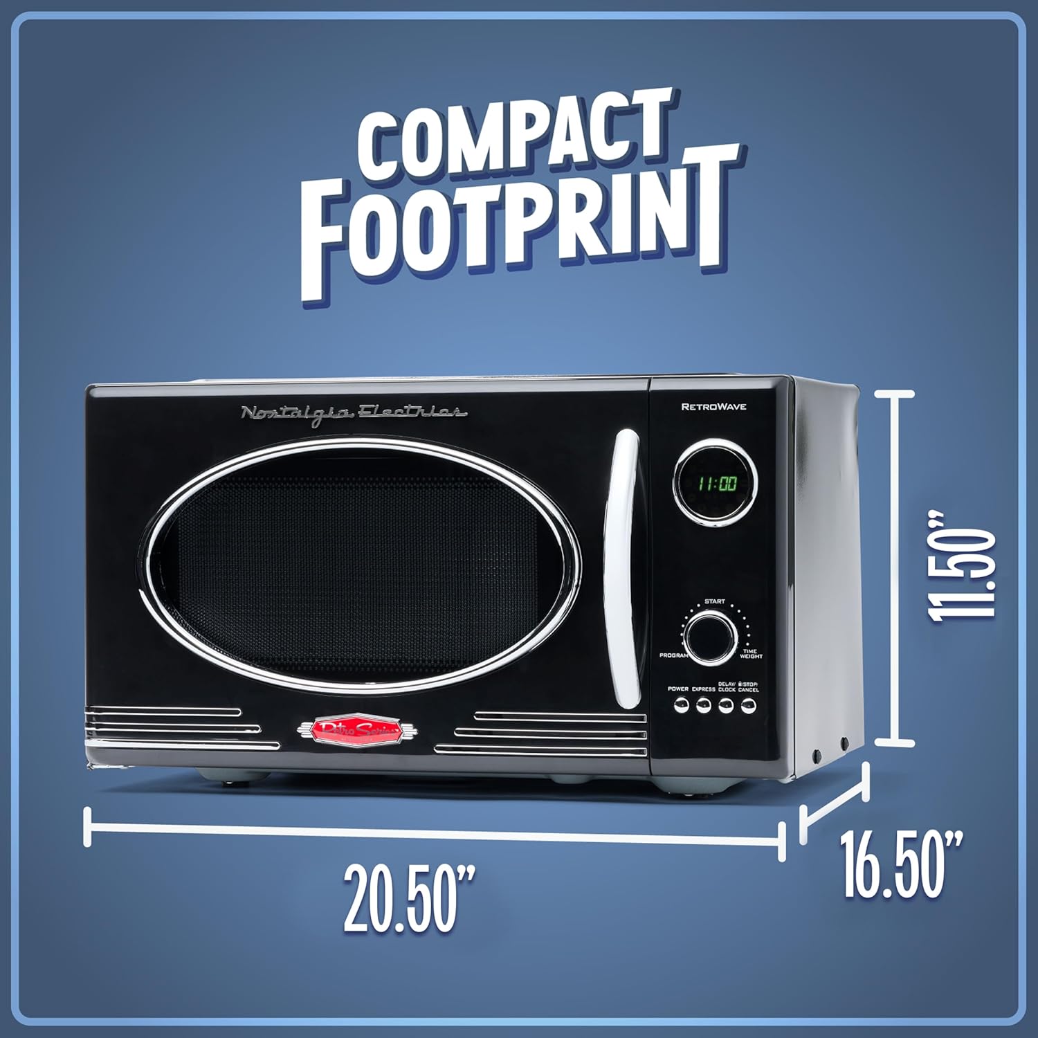 Nostalgia Retro Compact Countertop Microwave Oven - 0.7 Cu. Ft. - 700-Watts with LED Digital Display - Child Lock - Easy Clean Interior - Aqua